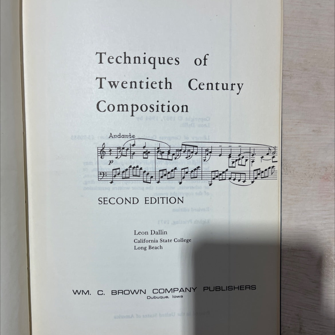 techniques of twentieth century composition book, by Leon Dallin, 1971 Hardcover, Vintage image 2