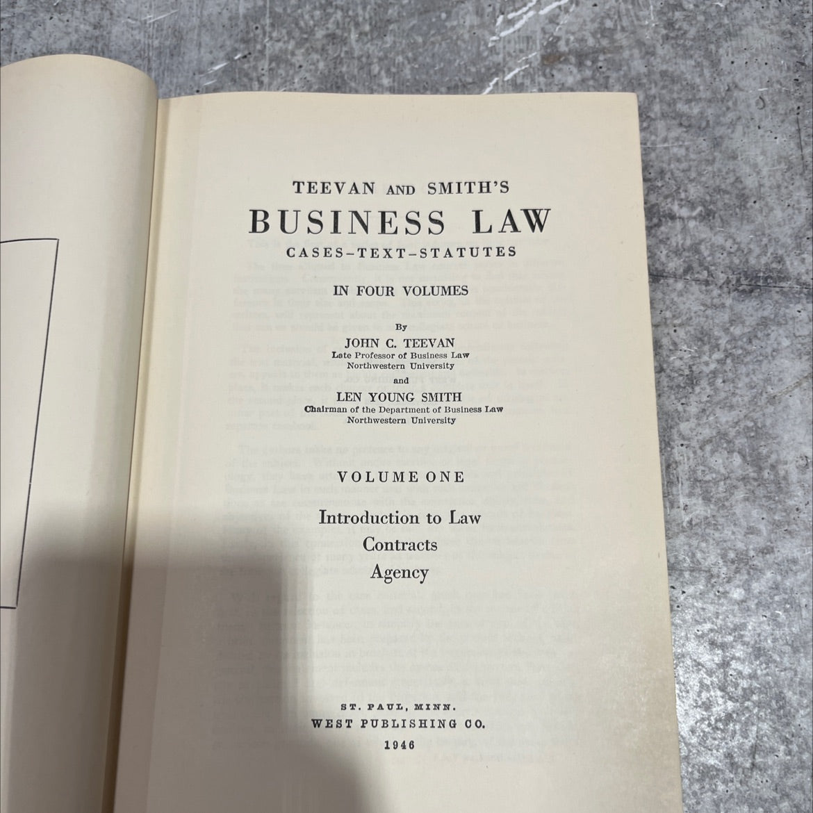 teevan and smith's business law cases text-statutes in four volumes book, by john c. teevan, len young smith, 1946 image 2