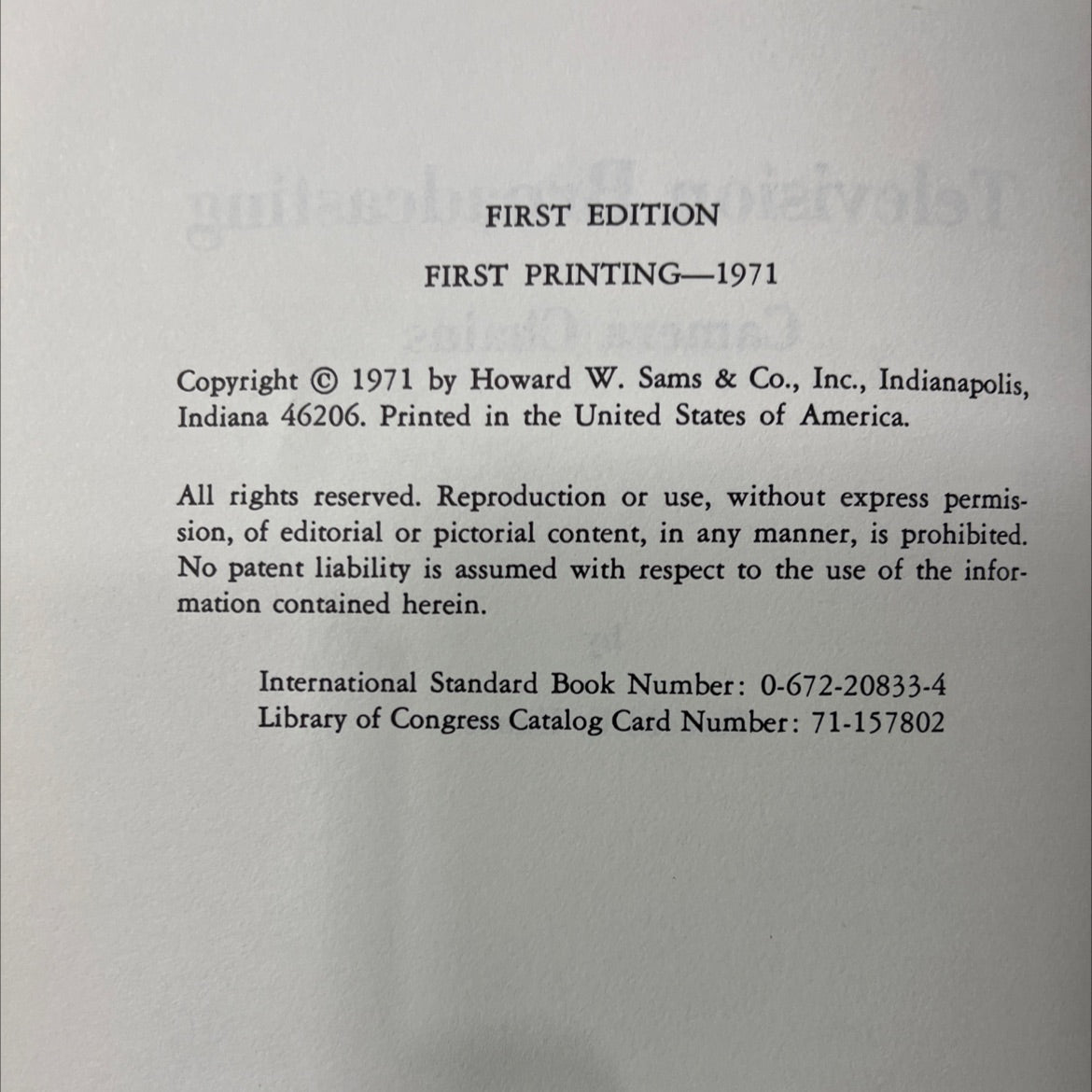 television broadcasting camera chains book, by harold e. ennes, 1971 Hardcover image 3