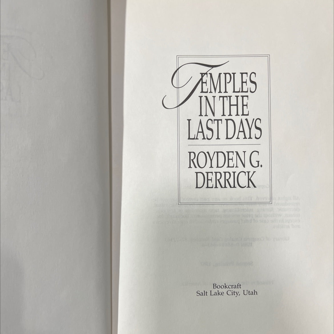 temples in the last days book, by royden g. derrick, 1987 Hardcover image 2