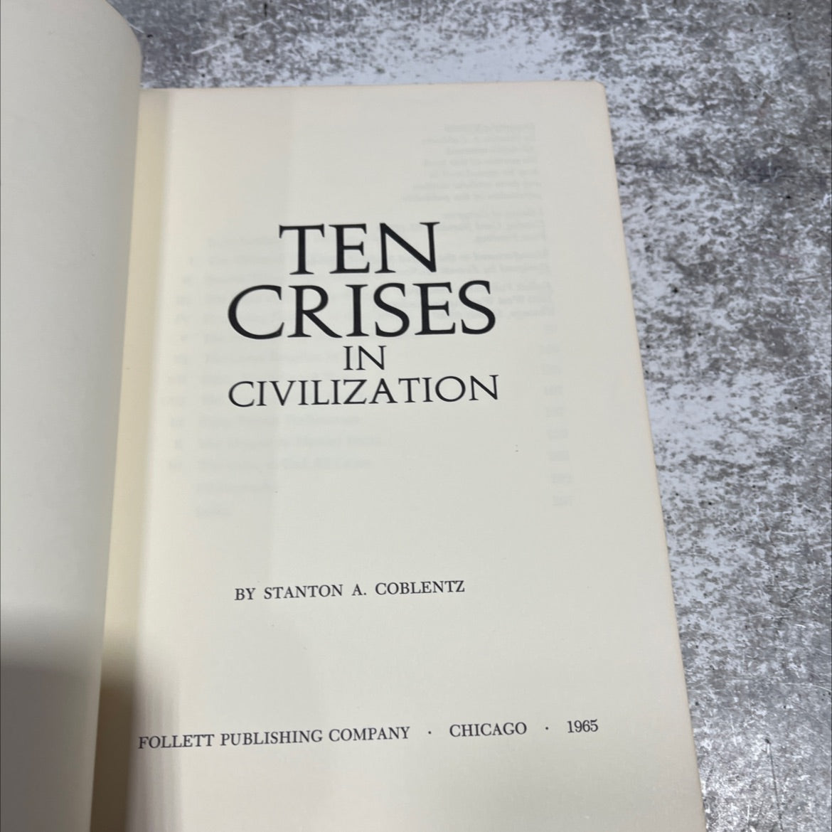 ten crises in civilization book, by stanton a. coblentz, 1965 Hardcover image 2
