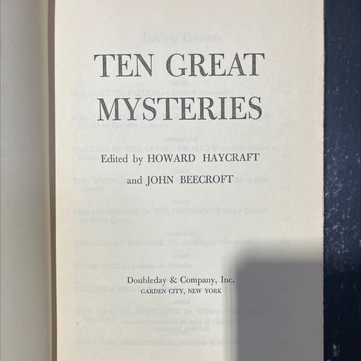 ten great mysteries book, by howard haycraft and john beecroft, 1959 Hardcover image 2
