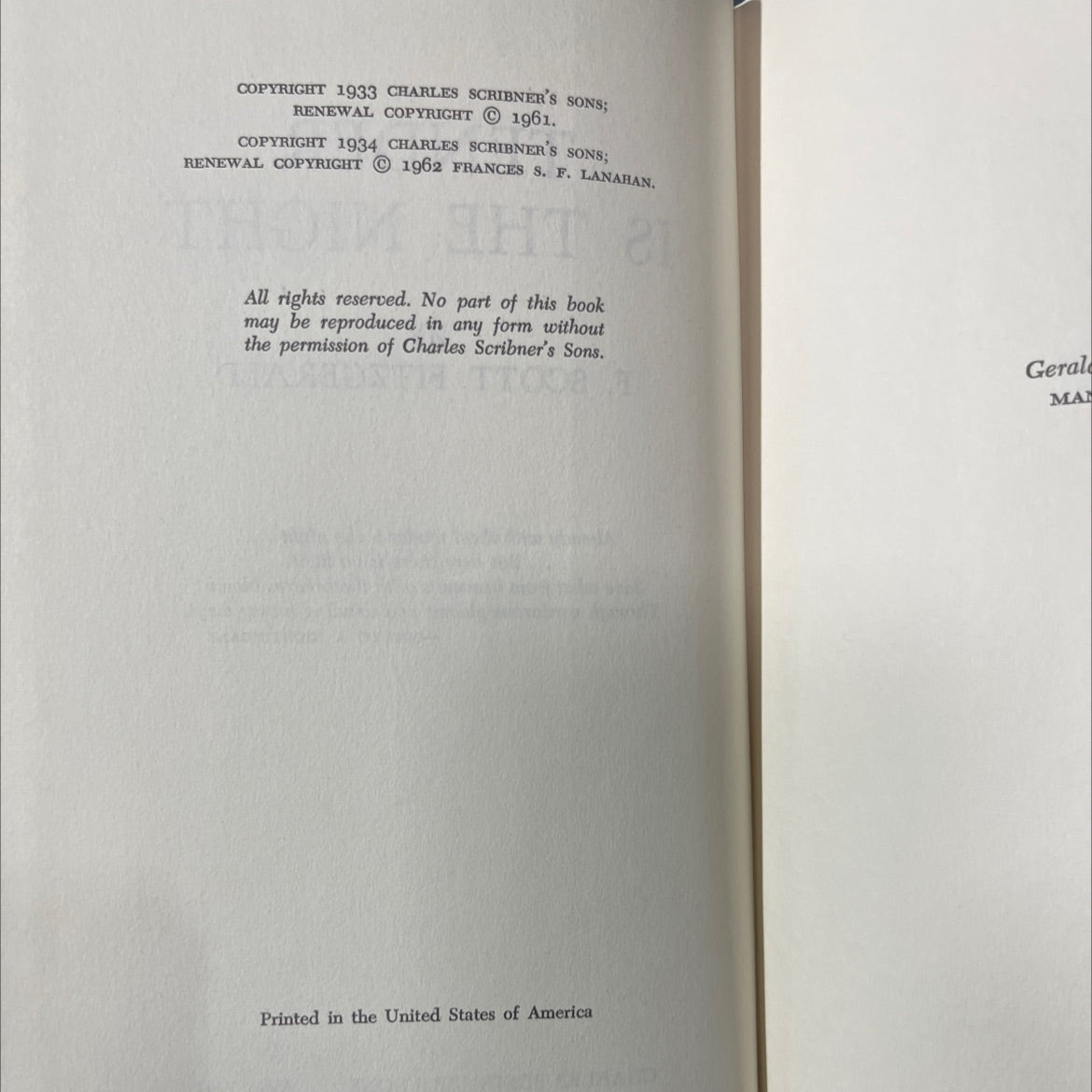 tender is the night book, by f. scott fitzgerald, 1961 Hardcover image 3