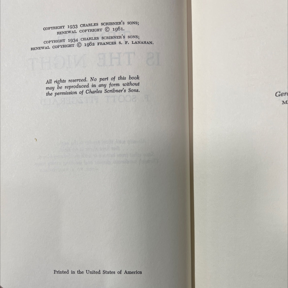 tender is the night book, by f. scott fitzgerald, 1962 Hardcover image 3