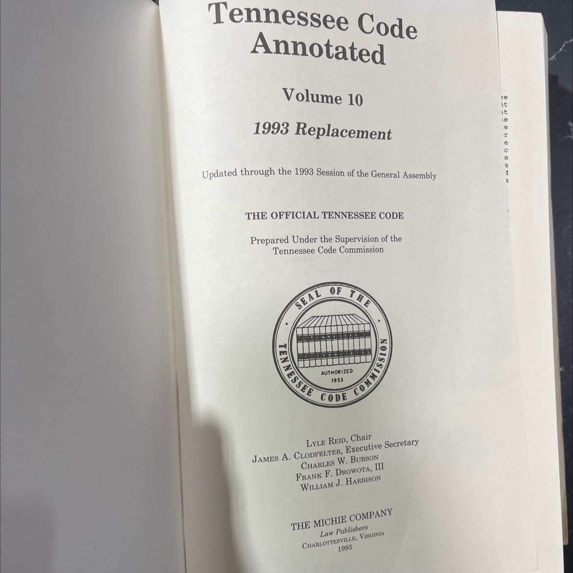 tennessee code annotated volume 10 book, by unknown, 1993 Hardcover image 2
