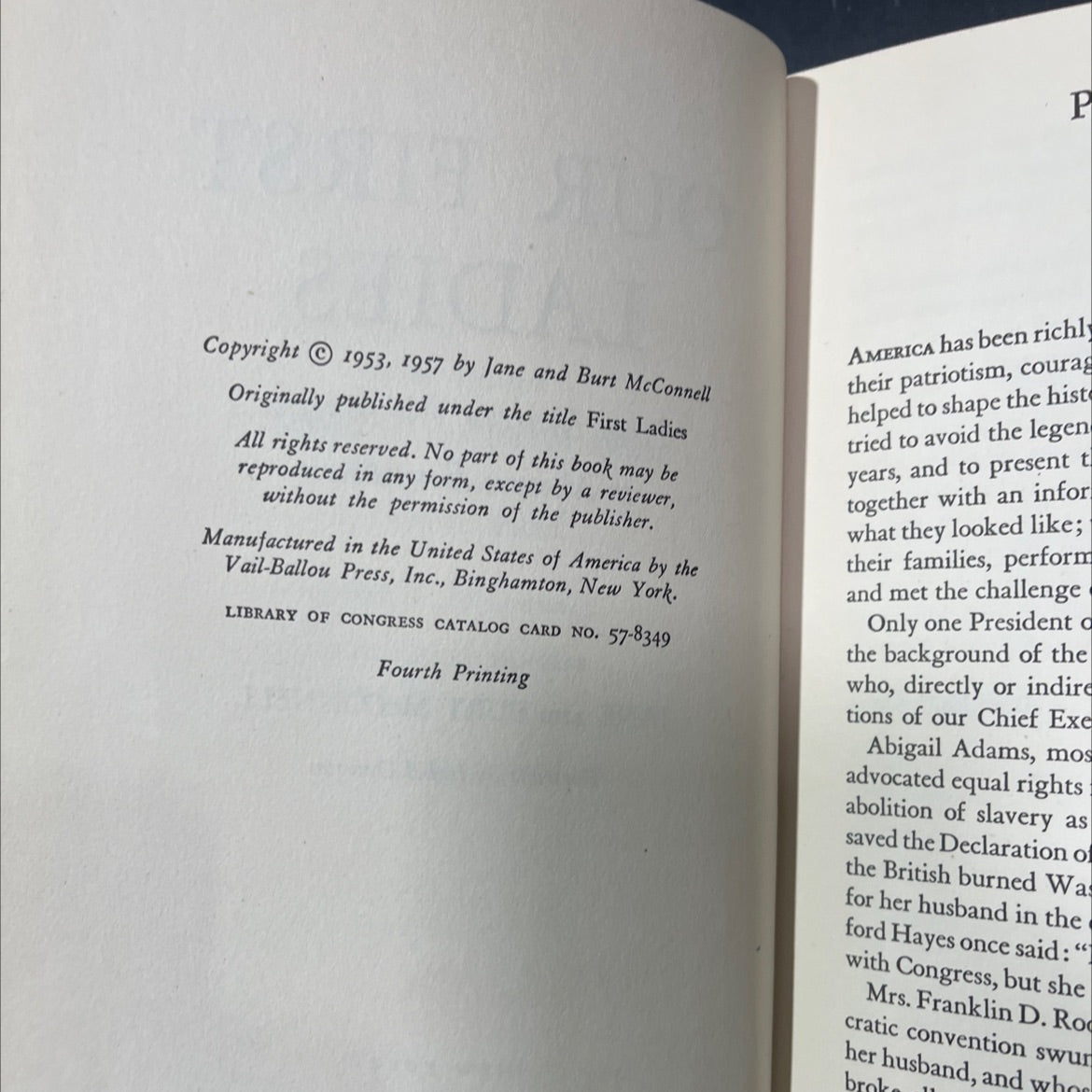 tes our first ladies from martha washington to mamie eisenhower book, by jane and burt mcconnell, 1957 Hardcover image 3