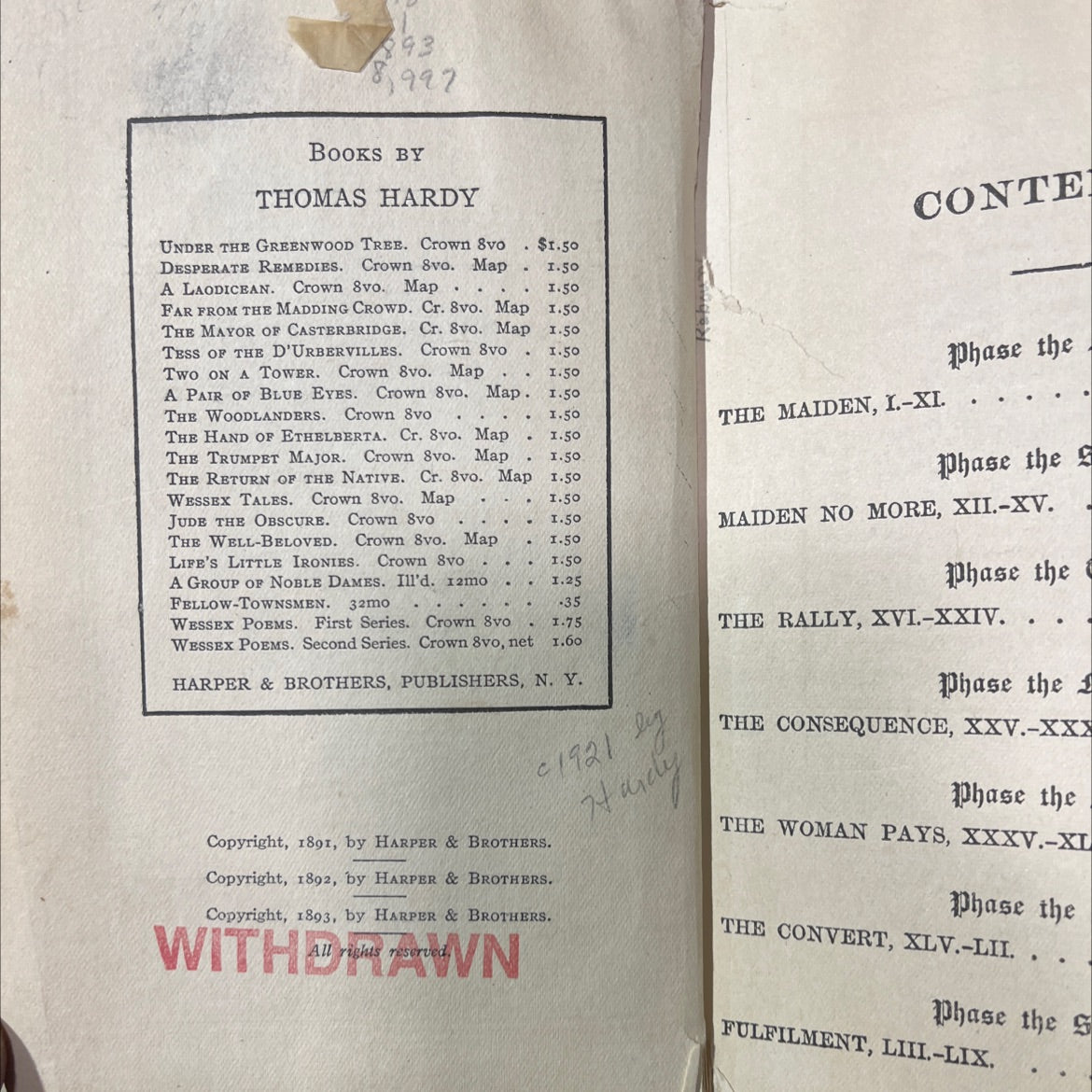 tess of the d'urbervilles a pure woman faithfully presented book, by thomas hardy, 1921 Hardcover image 3