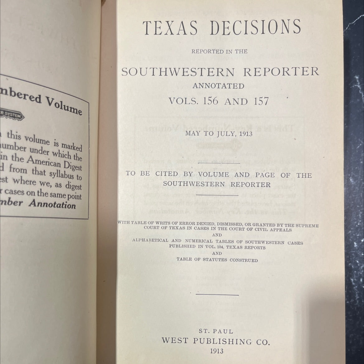 texas decisions numbered volume r system book, by unknown, 1913 Hardcover image 2