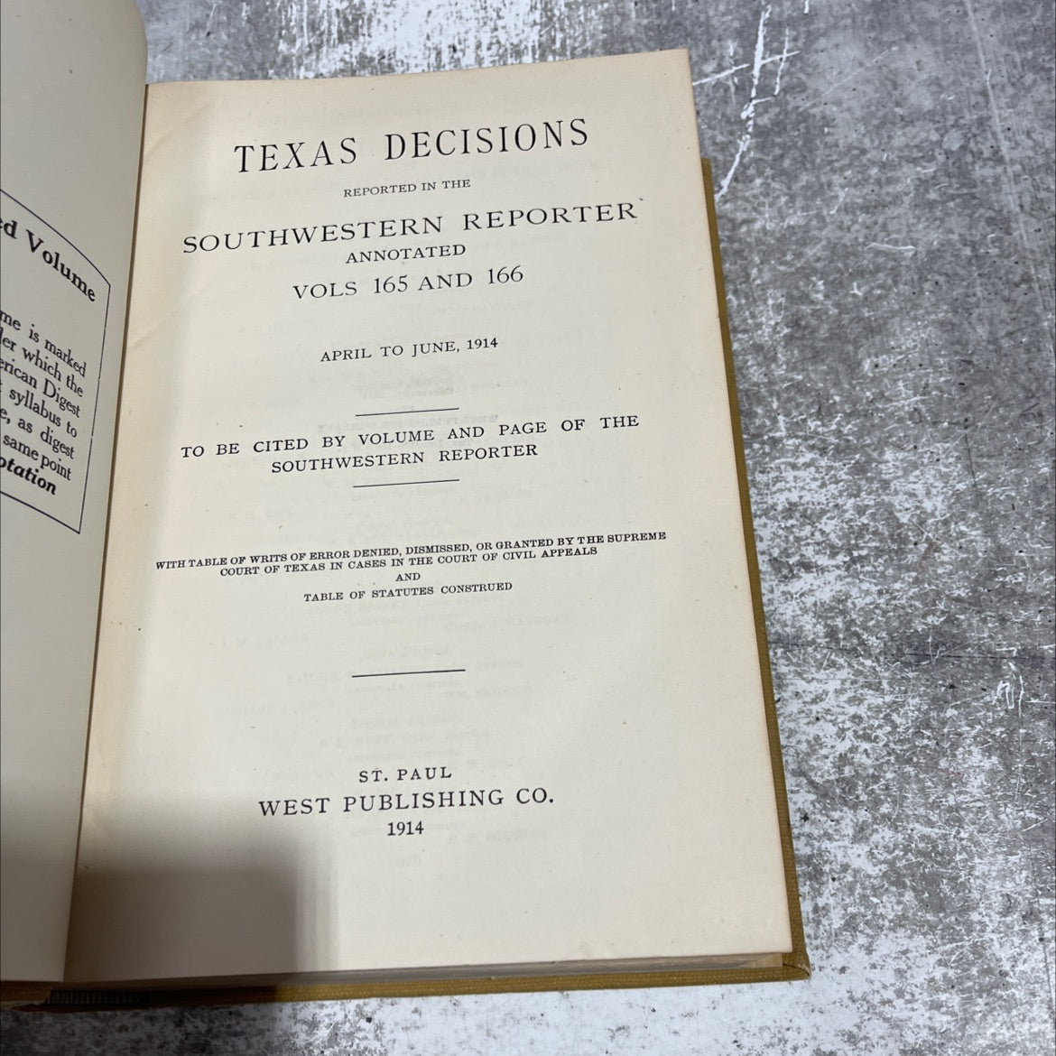 texas decisions reported in the southwestern reporter annotated vols 165 and 166 april to june, 1914 book, by unknown, image 2