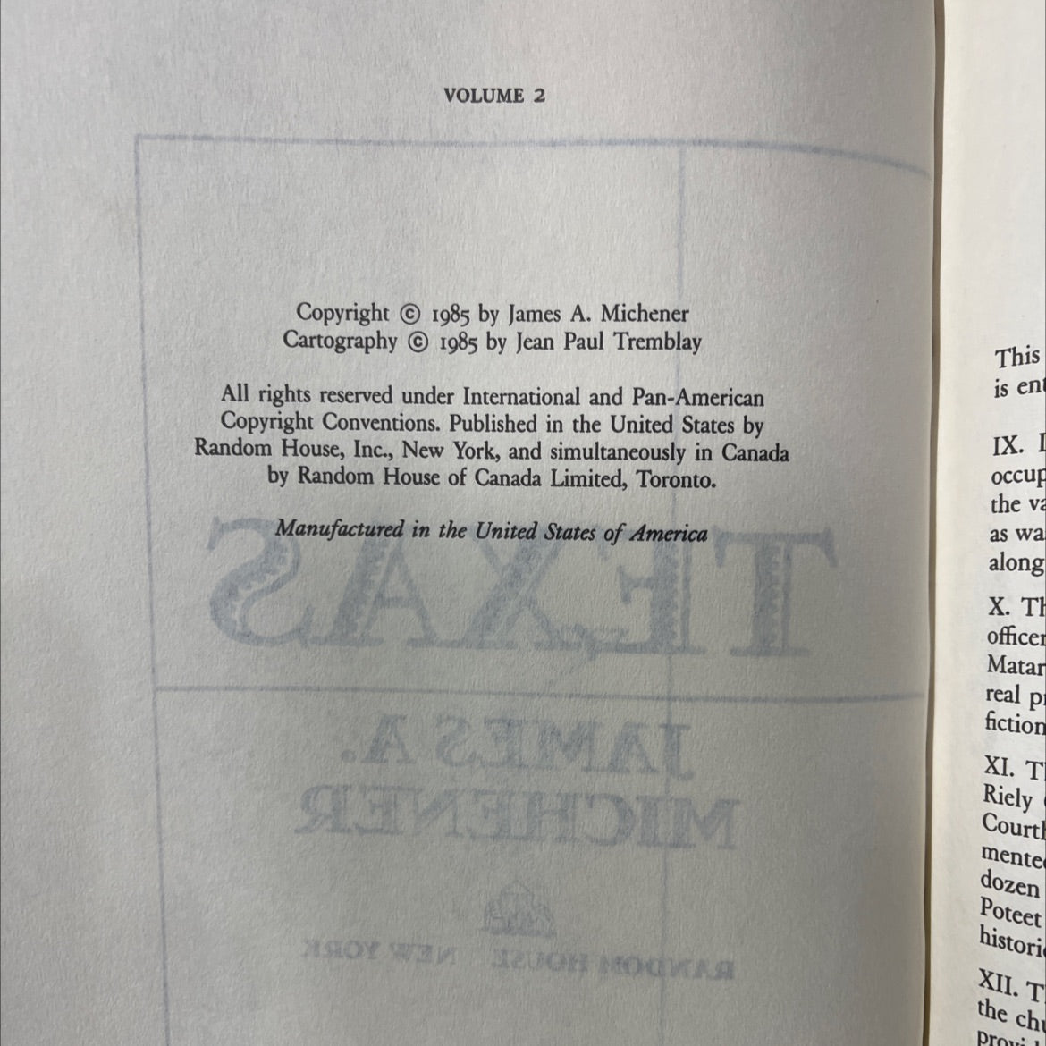 texas book, by james a. michener, 1985 Hardcover image 3