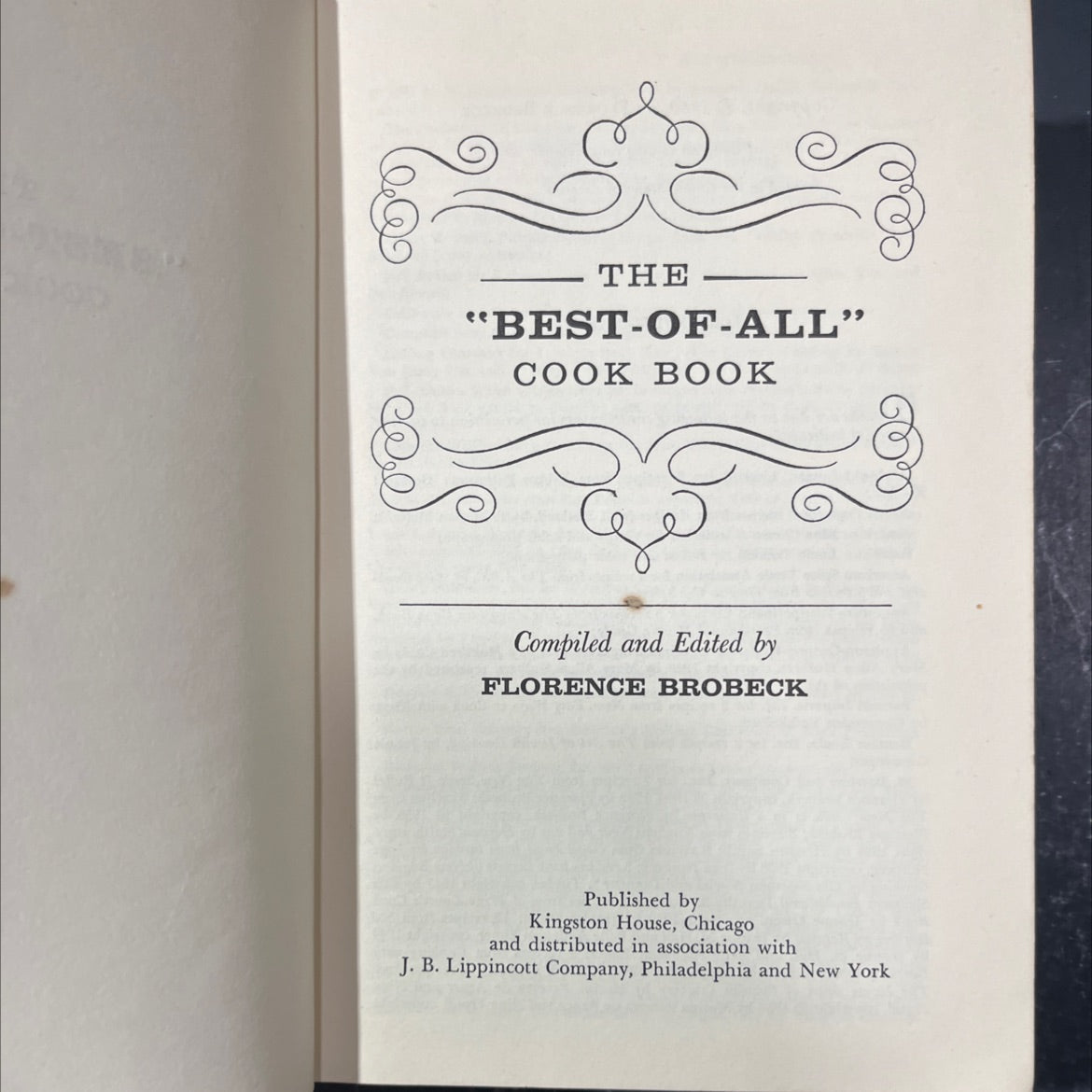the \"best-of-all\" cook book book, by florence brobeck, 1960 Hardcover image 2