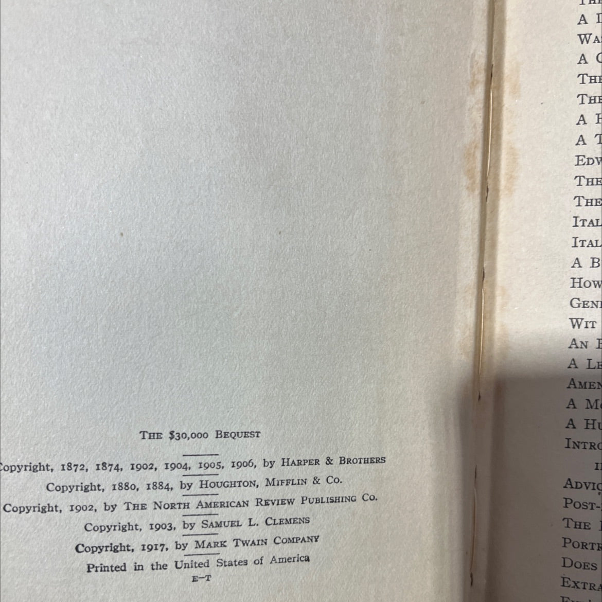 the $30000 bequest and other stories book, by mark twain, 1917 Hardcover image 3