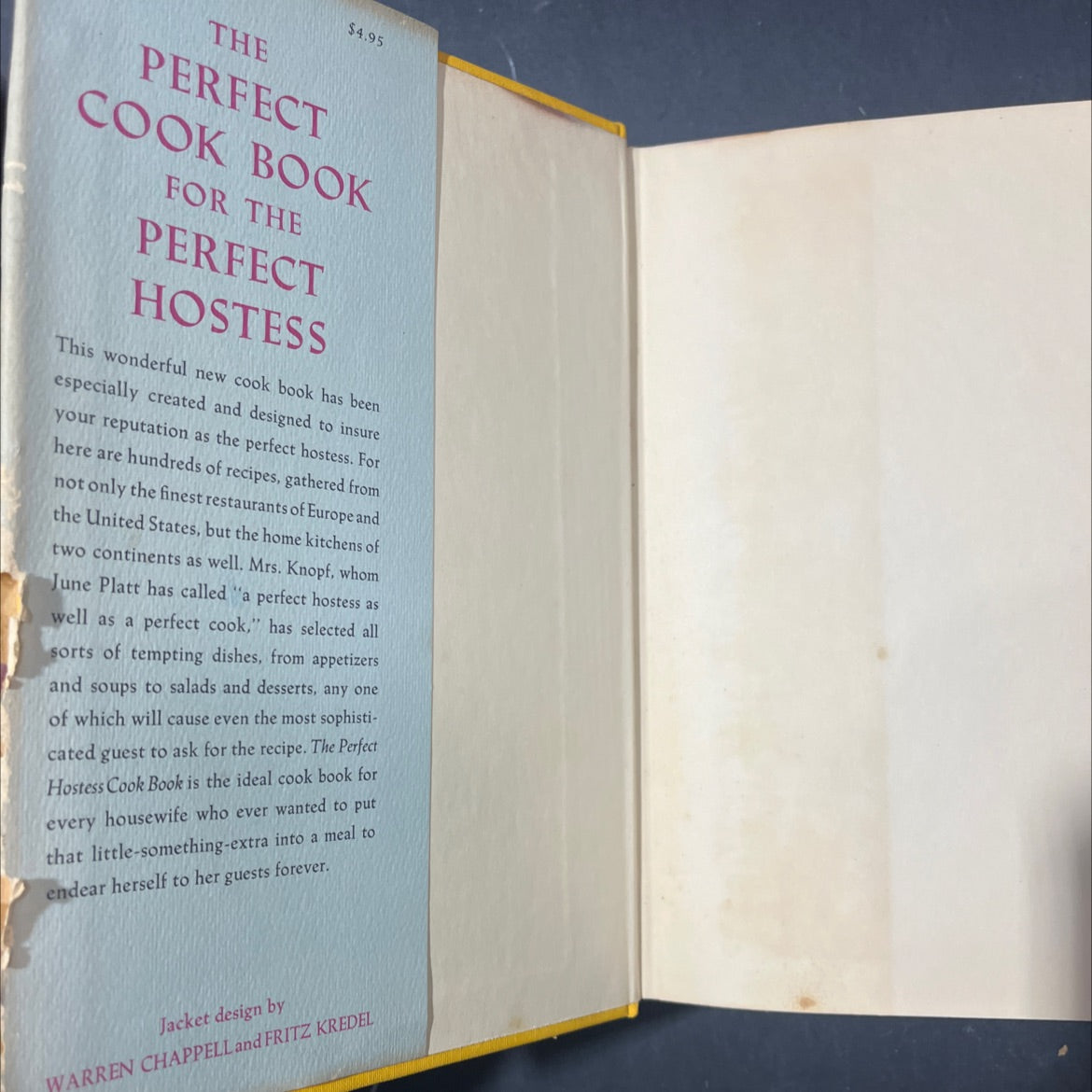 the $4.95 perfect cook book for the perfect hostess book, by mildred o. knopf, 1964 Hardcover image 2
