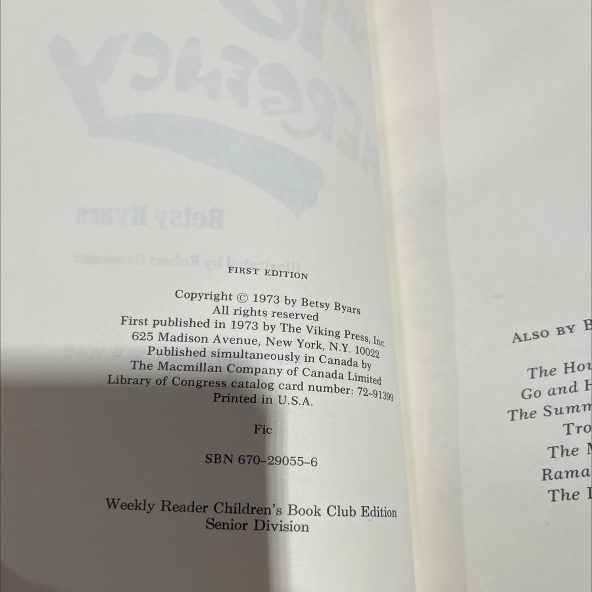 the 18th emergency book, by Betsy Byars, 1973 Hardcover image 3
