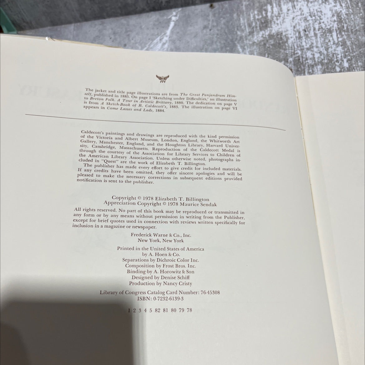 the 741.0924 randolph caldecott treasury book, by elizabeth t. billington, 1978 Hardcover image 3
