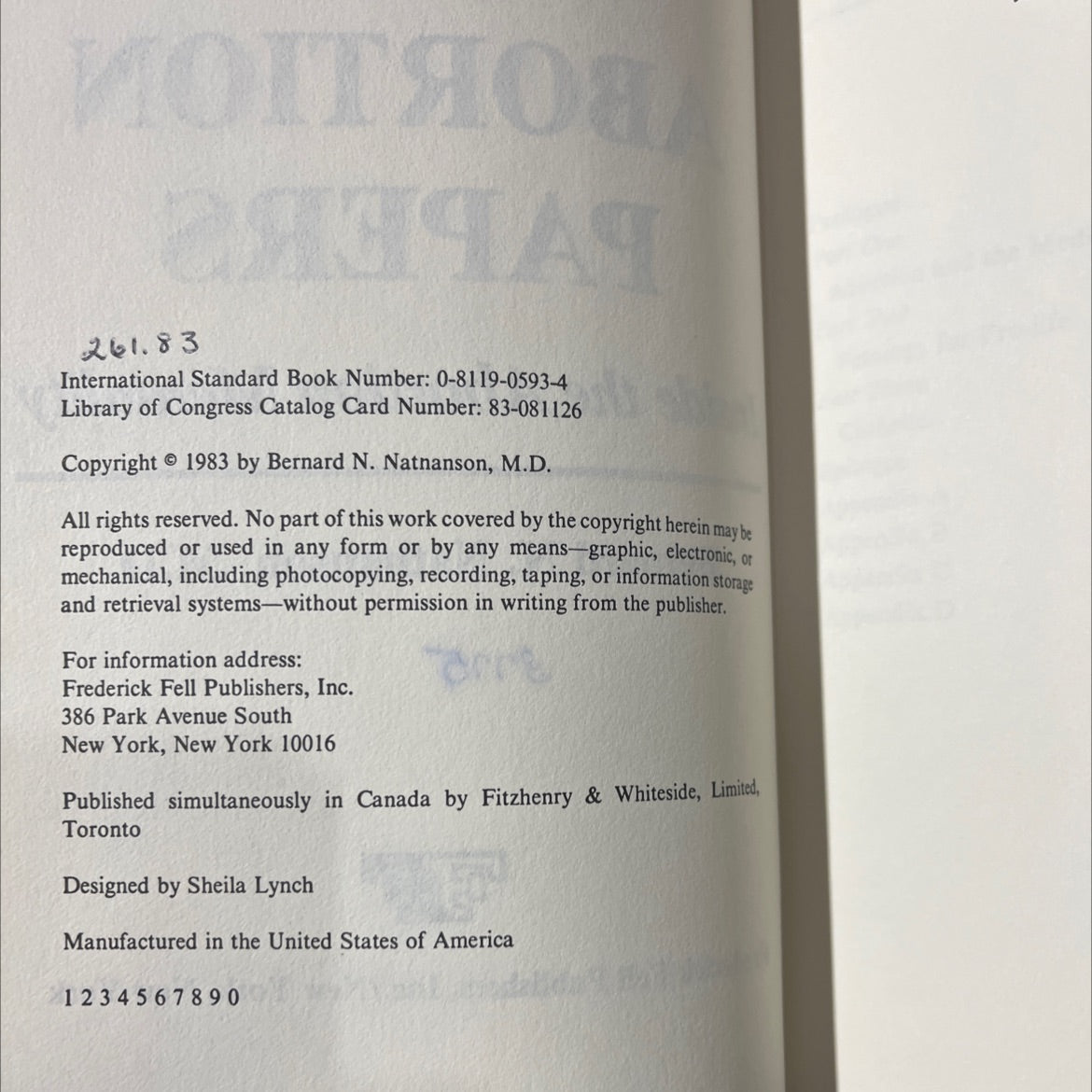 the abortion papers book, by Bernard N. Nathanson, M.D., 1983 Hardcover image 3