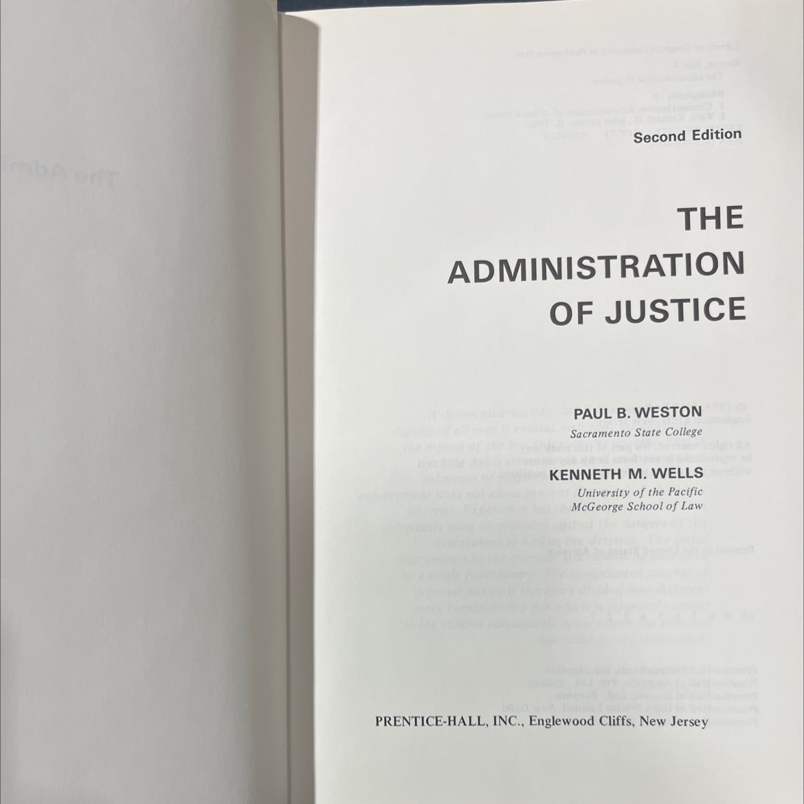the administration of justice book, by paul b. weston, kenneth m. wells, 1973 Hardcover image 2