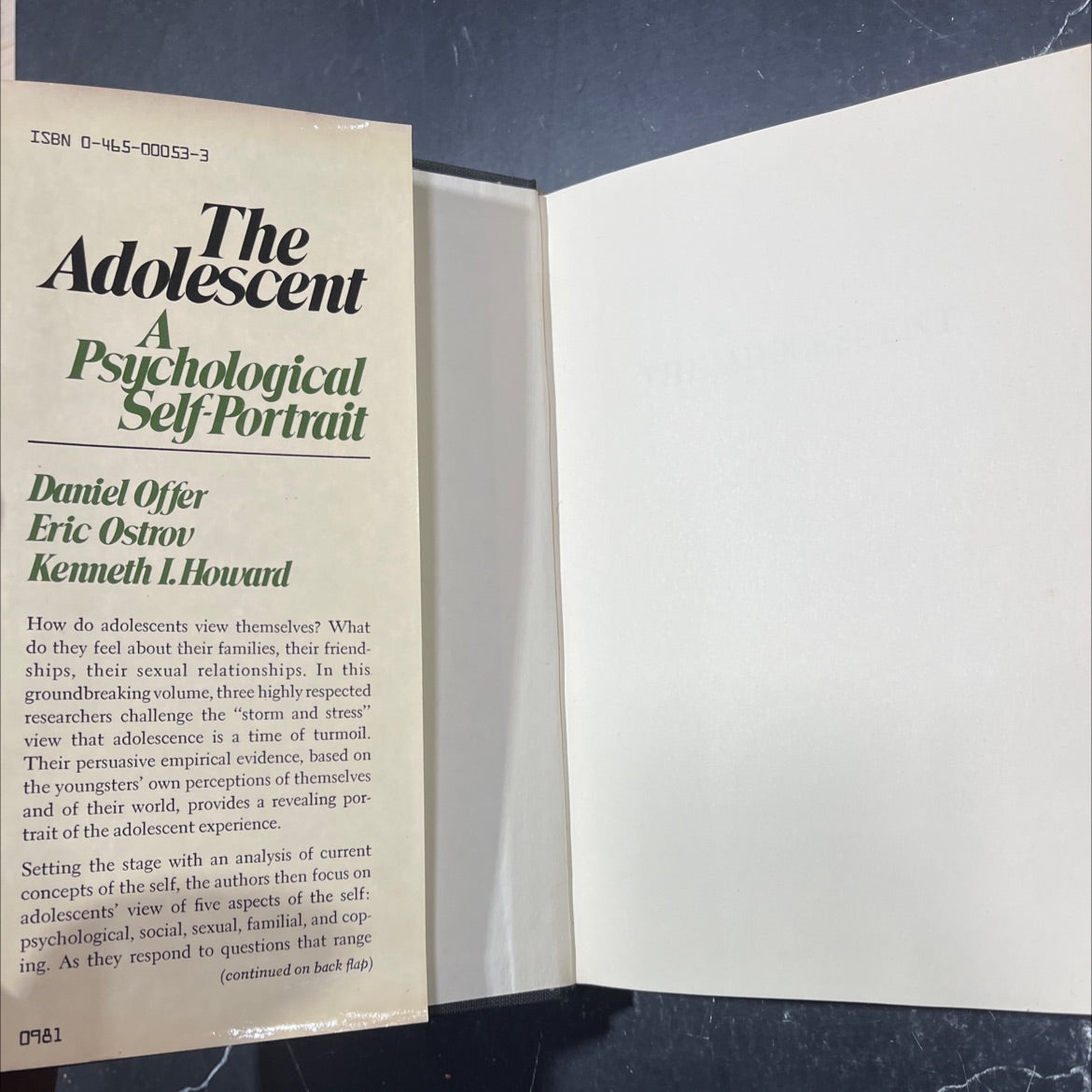 the adolescent a psychological self-portrait book, by daniel offer, eric ostrov, kenneth i. howard, 1981 Hardcover image 4
