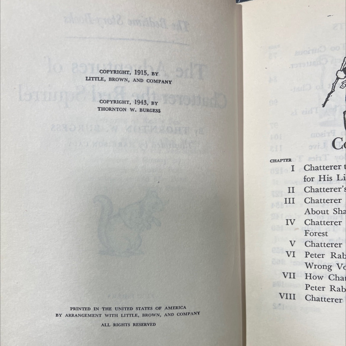 the adventures of chatterer the red squirrel book, by thornton w. burgess, 1943 Hardcover image 3