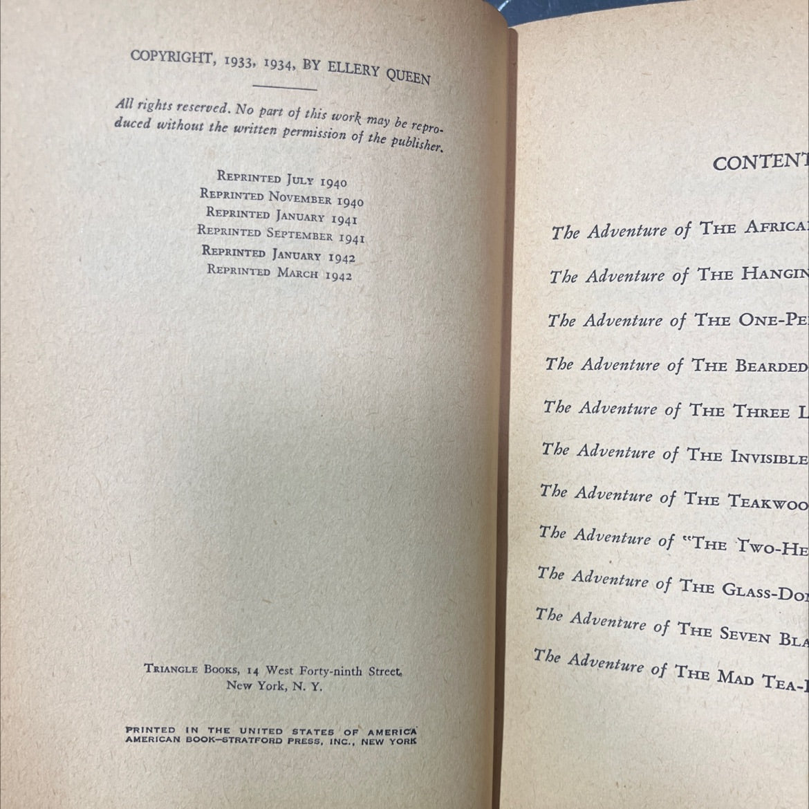 the adventures of ellery queen book, by ellery queen, 1942 Hardcover image 3