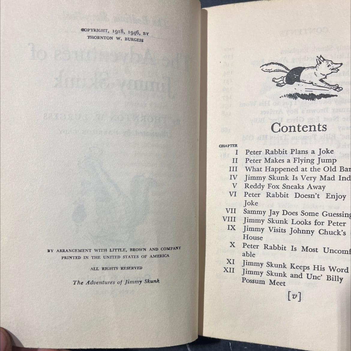 the adventures of jimmy skunk book, by thornton w. burgess, 1946 Hardcover image 3