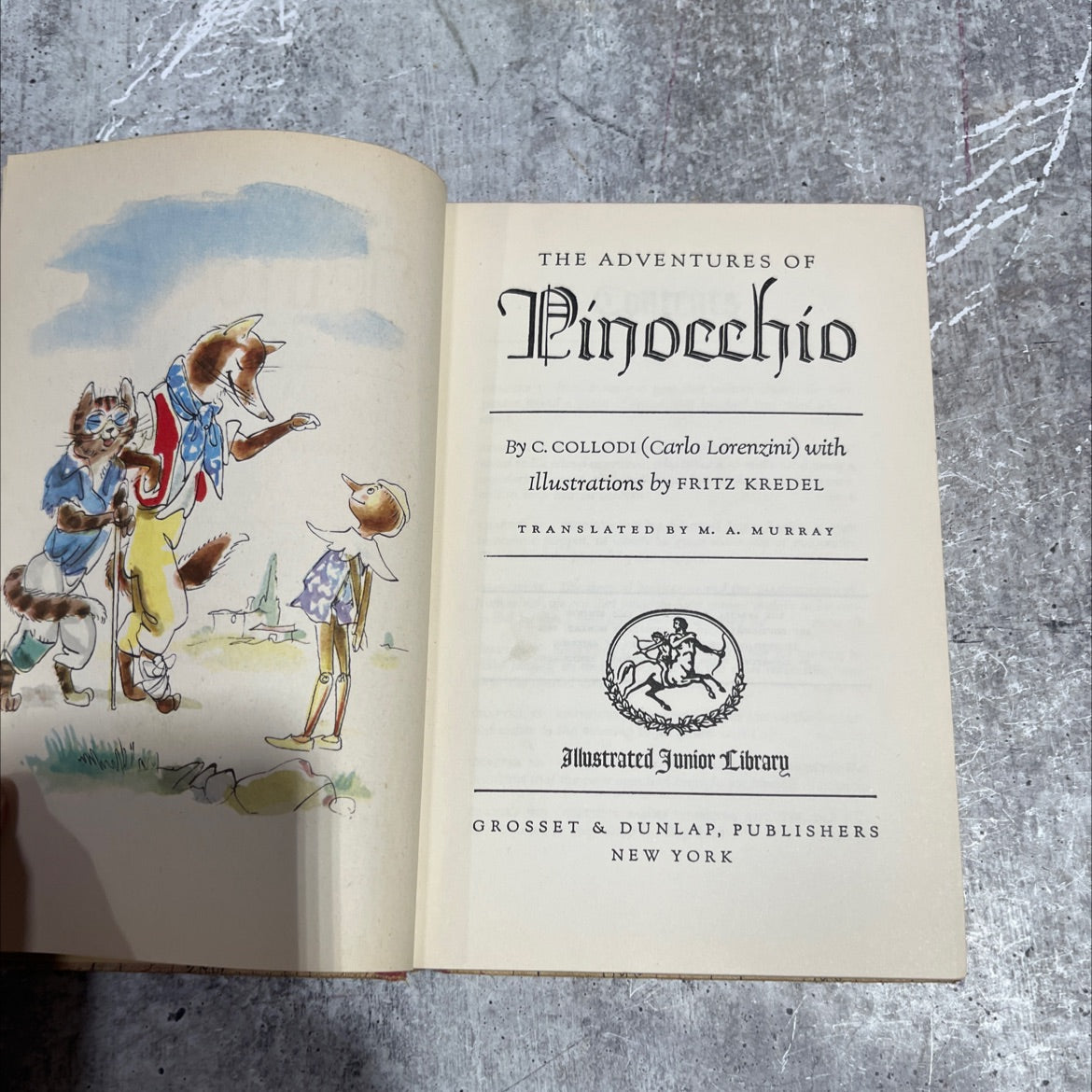 the adventures of pinocchio book, by c. collodi, 1946 Hardcover image 2