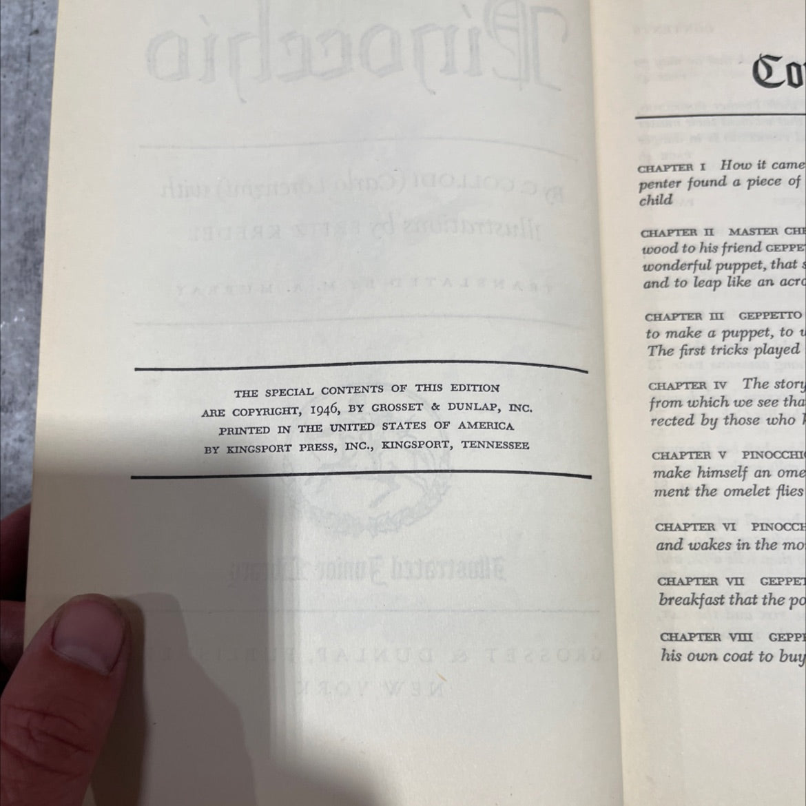 the adventures of pinocchio book, by c. collodi, 1946 Hardcover image 3