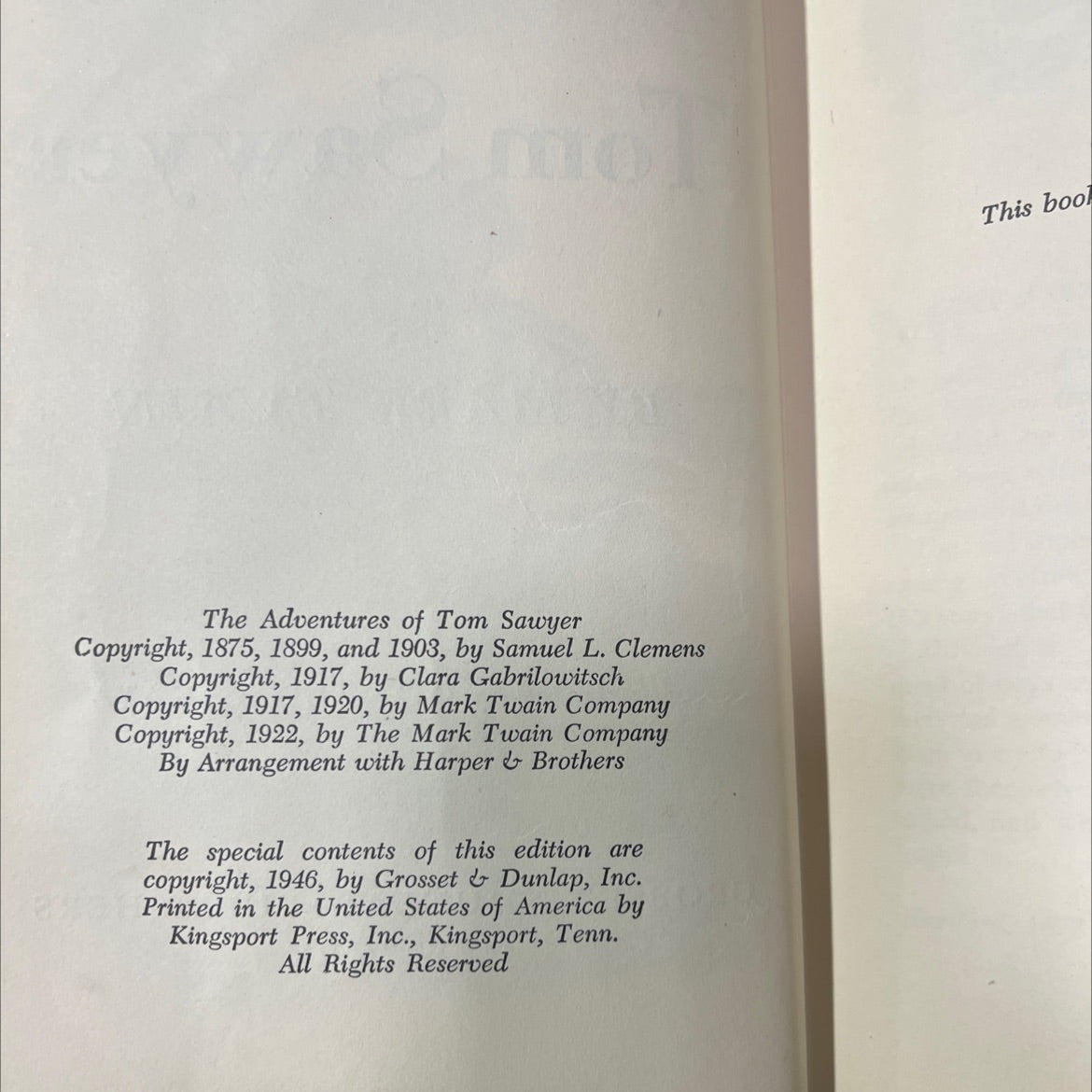 the adventures of tom sawyer book, by mark twain, 1946 Hardcover image 3