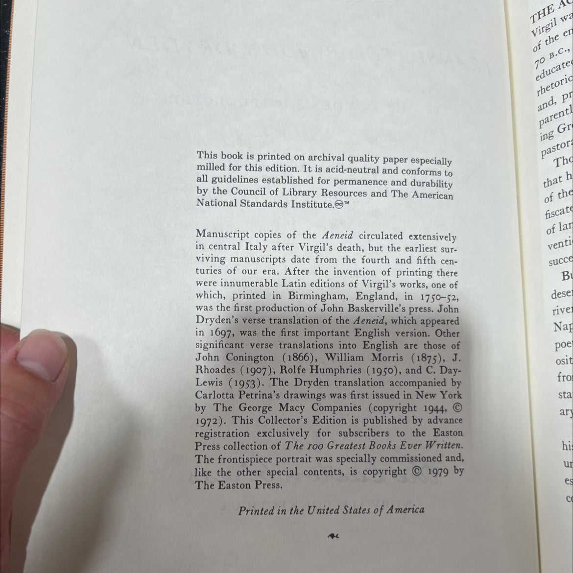 the aeneid book, by virgil, 1970 Leather image 3
