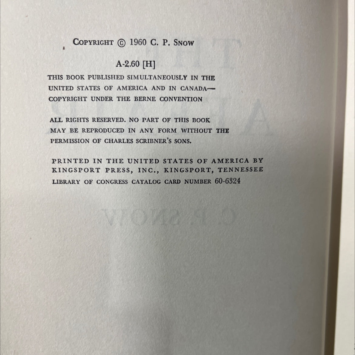 the affair book, by c. p. snow, 1960 Hardcover image 3