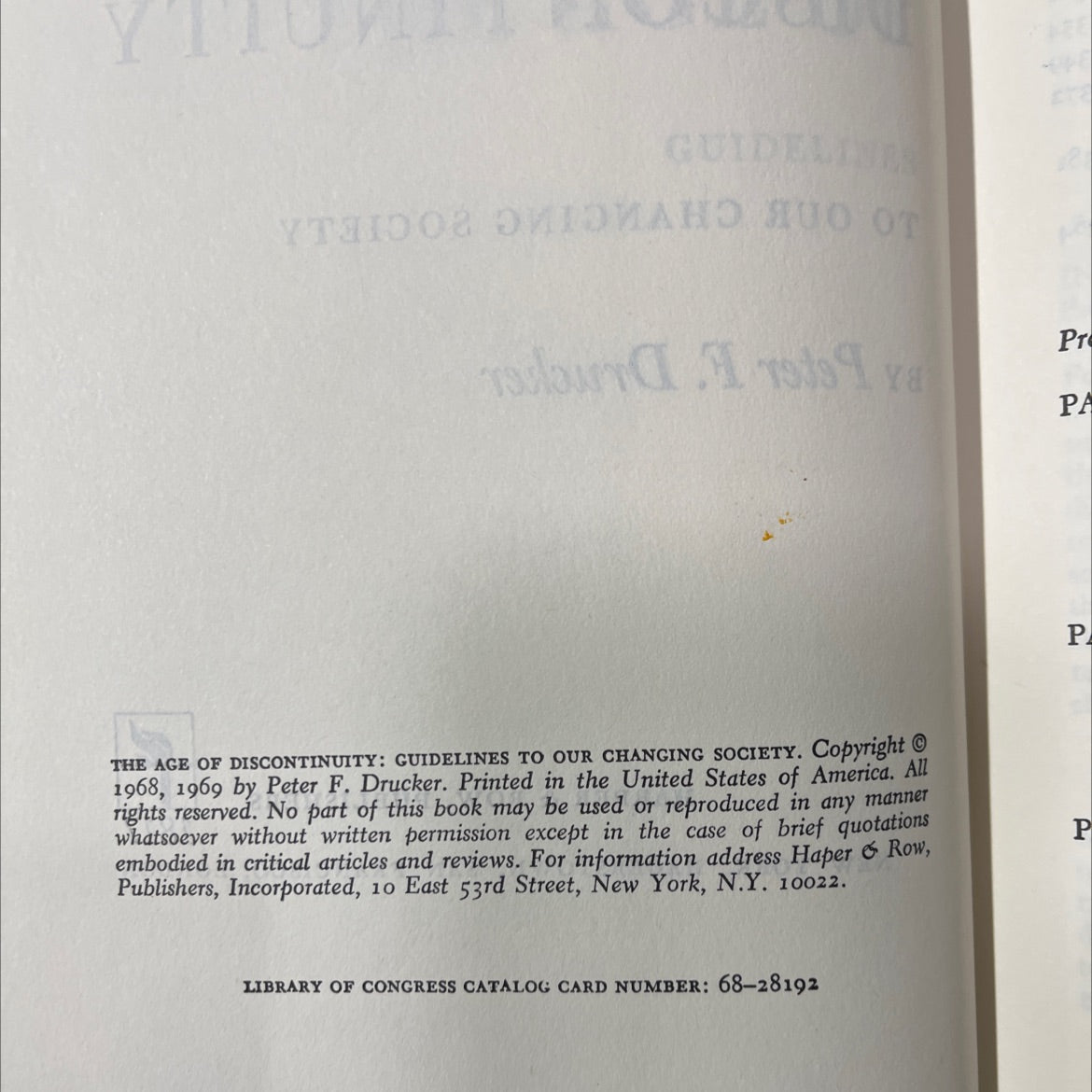 the age of discontinuity: guidelines to our changing society book, by Peter F. Drucker, 1969 Hardcover image 3