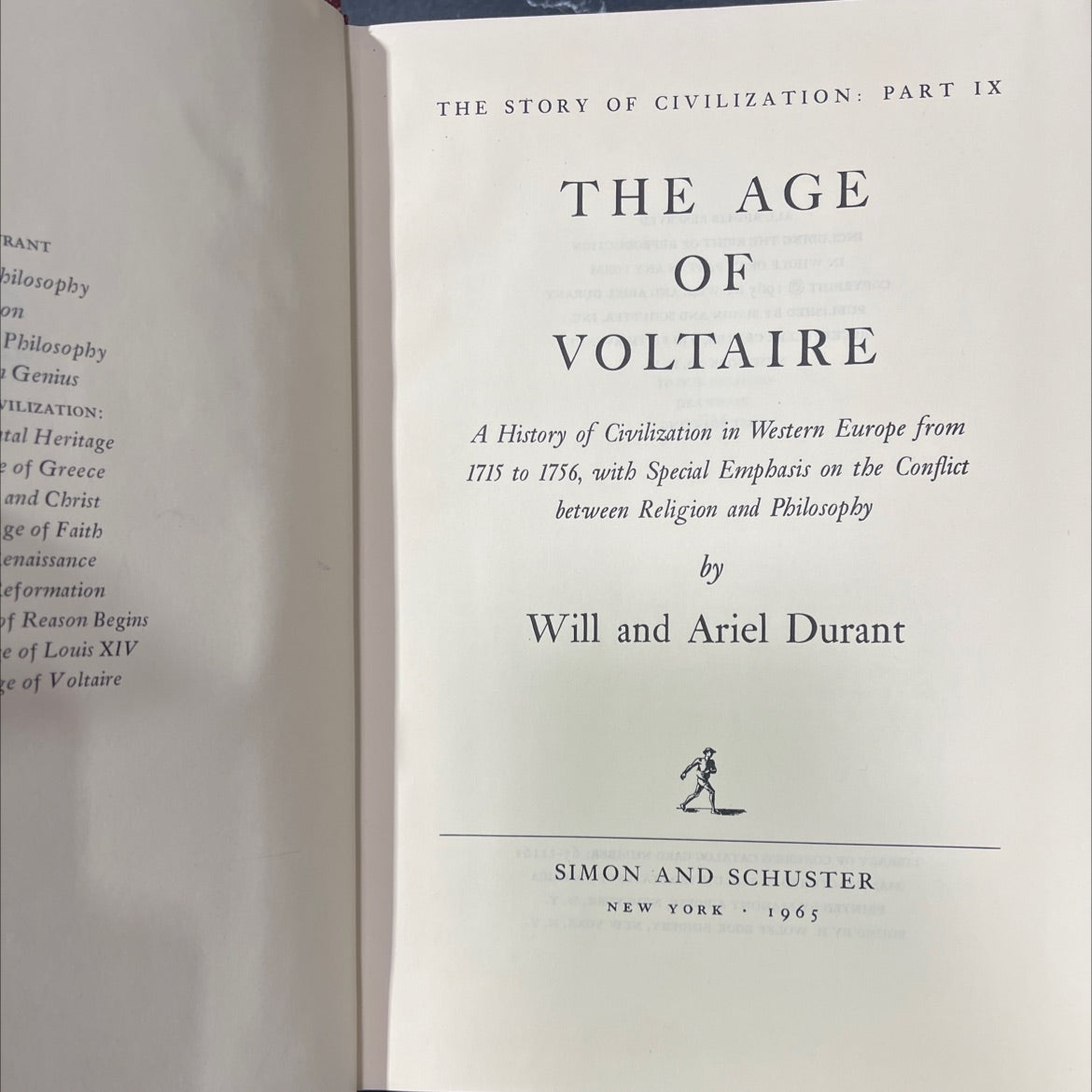 the age of voltaire book, by Will and Ariel Durant, 1965 Hardcover image 2