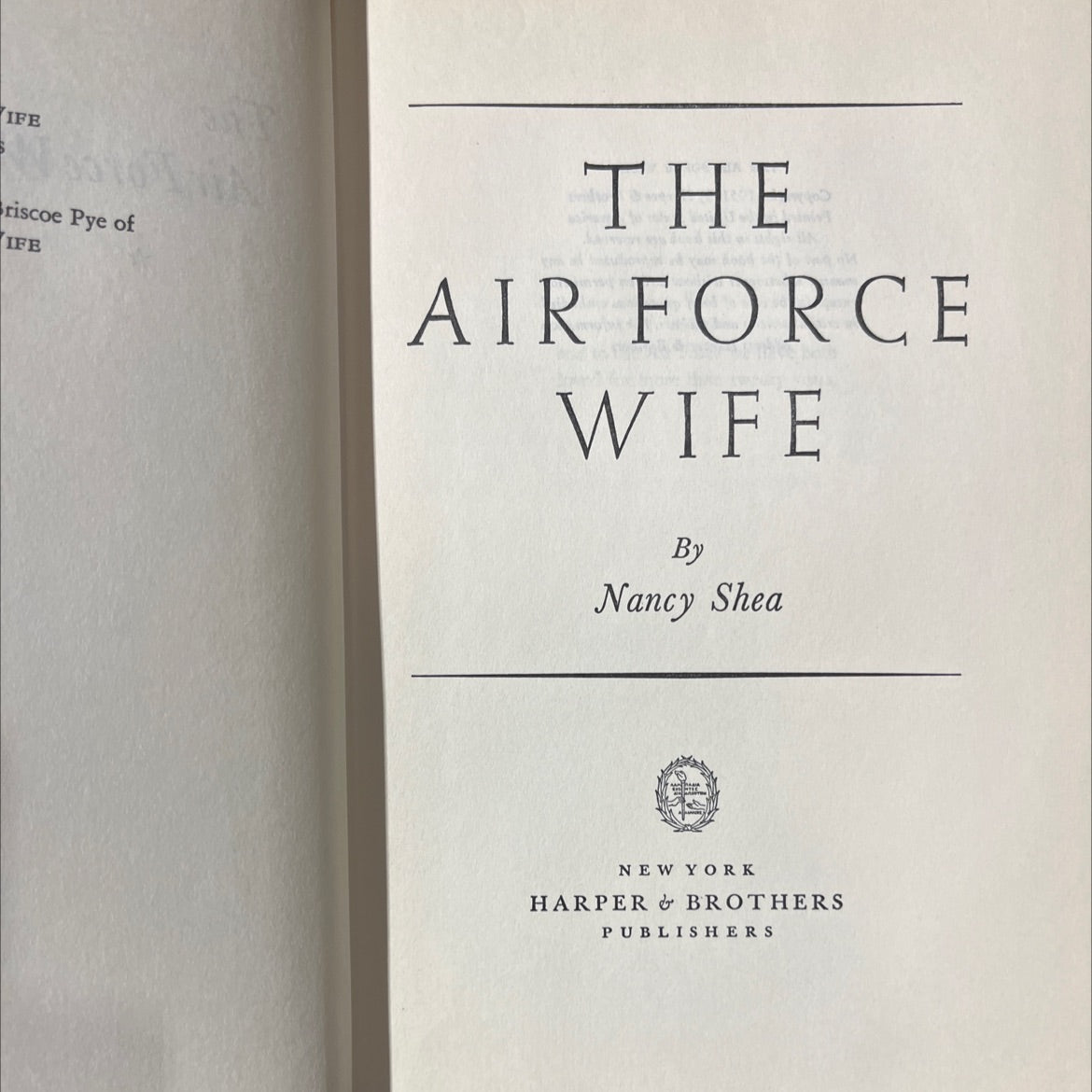 the air force wife book, by Nancy Shea, 1951 Hardcover image 2