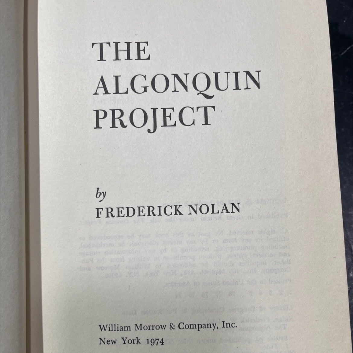 the algonquin project book, by frederick nolan, 1974 Hardcover image 2