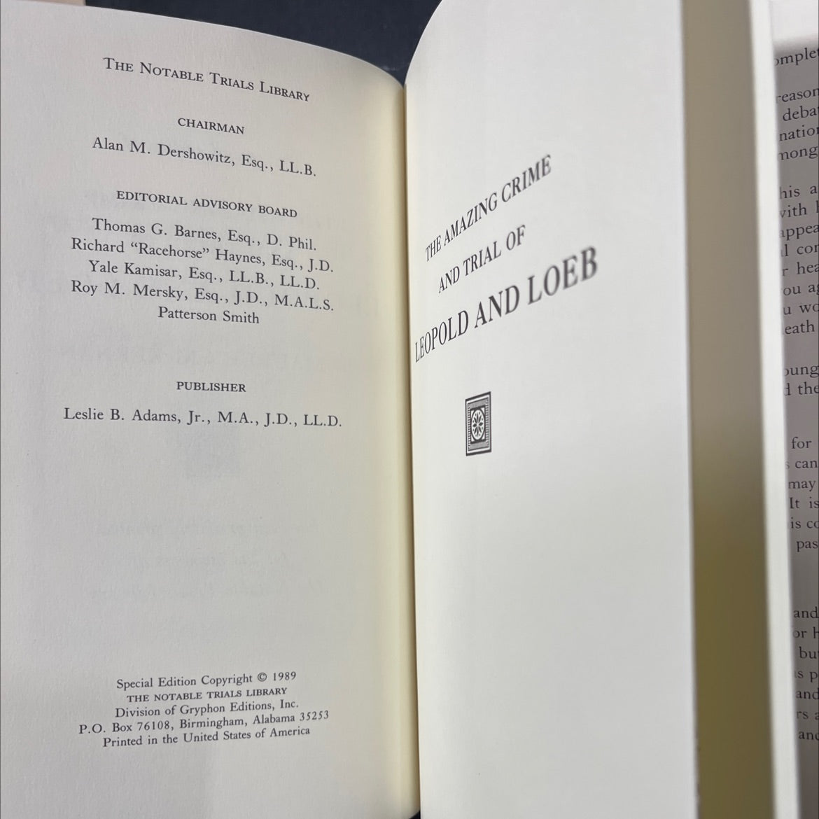 the amazing crime and trial of leopold and loeb book, by maureen mckernan, 1989 Leather image 3