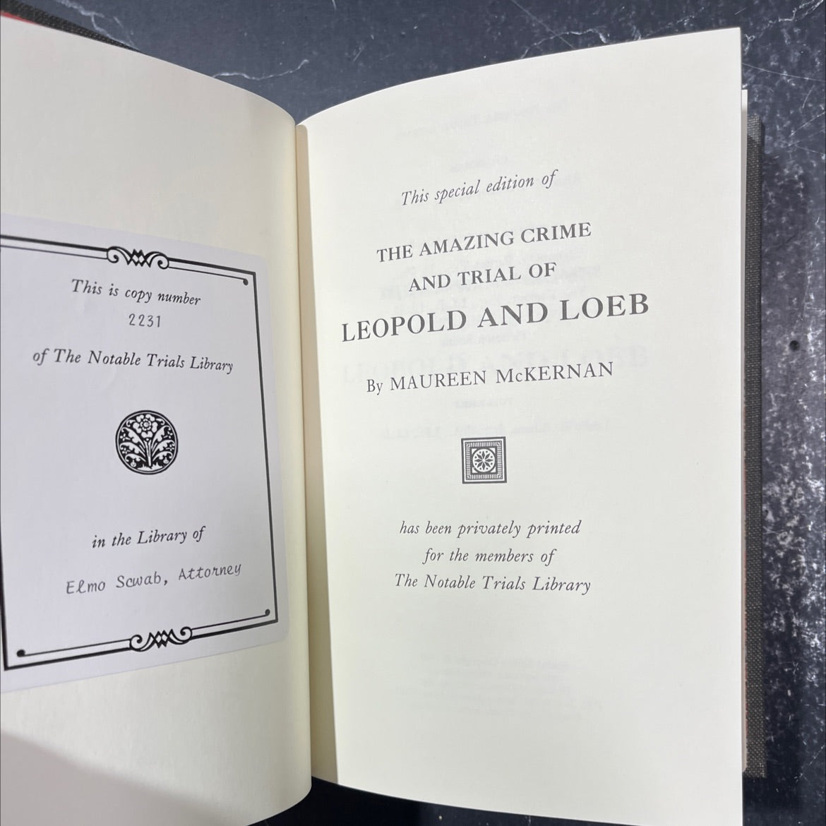 the amazing crime and trial of leopold and loeb book, by maureen mckernan, 1989 Leather image 2