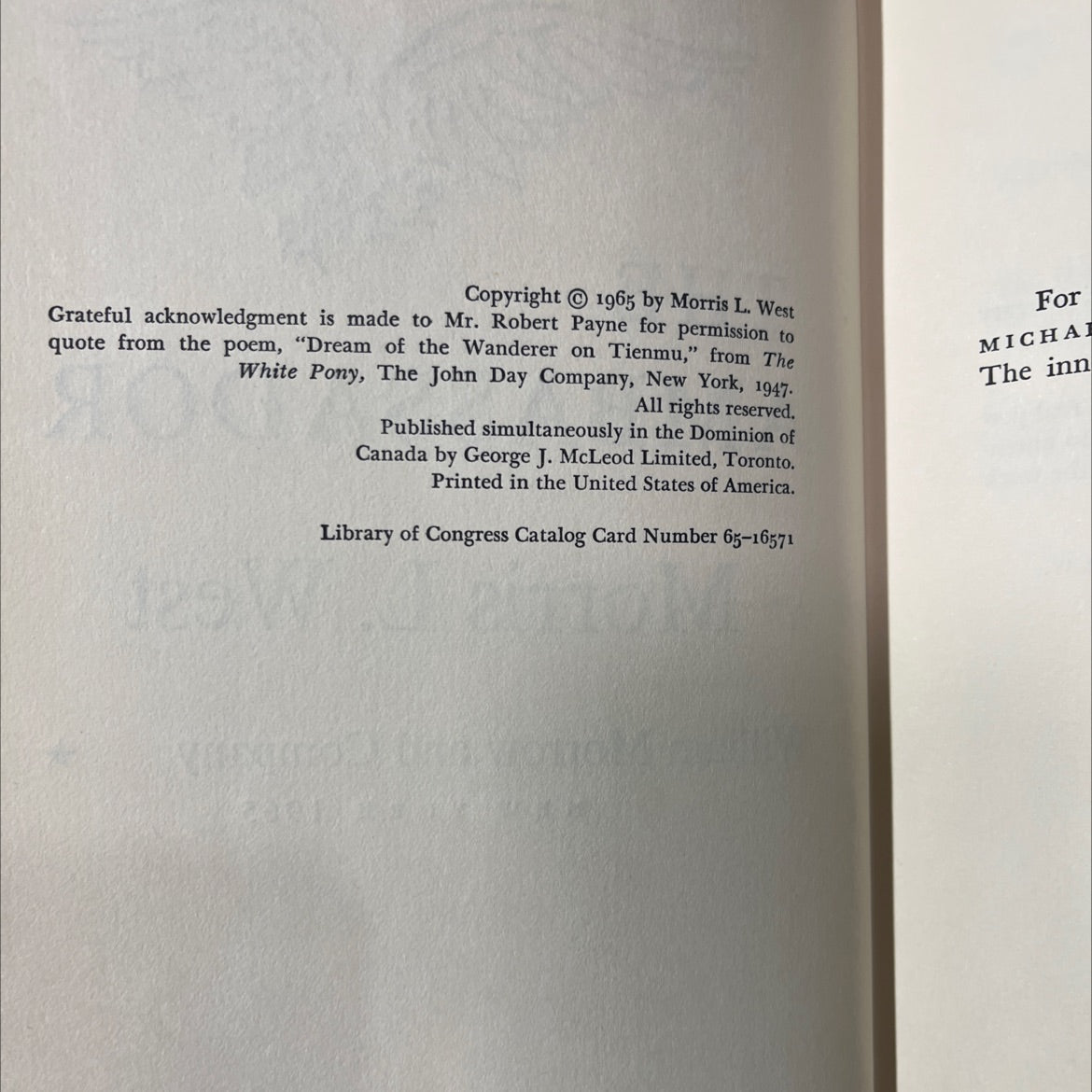 the ambassador book, by Morris L. West, 1965 Hardcover image 3