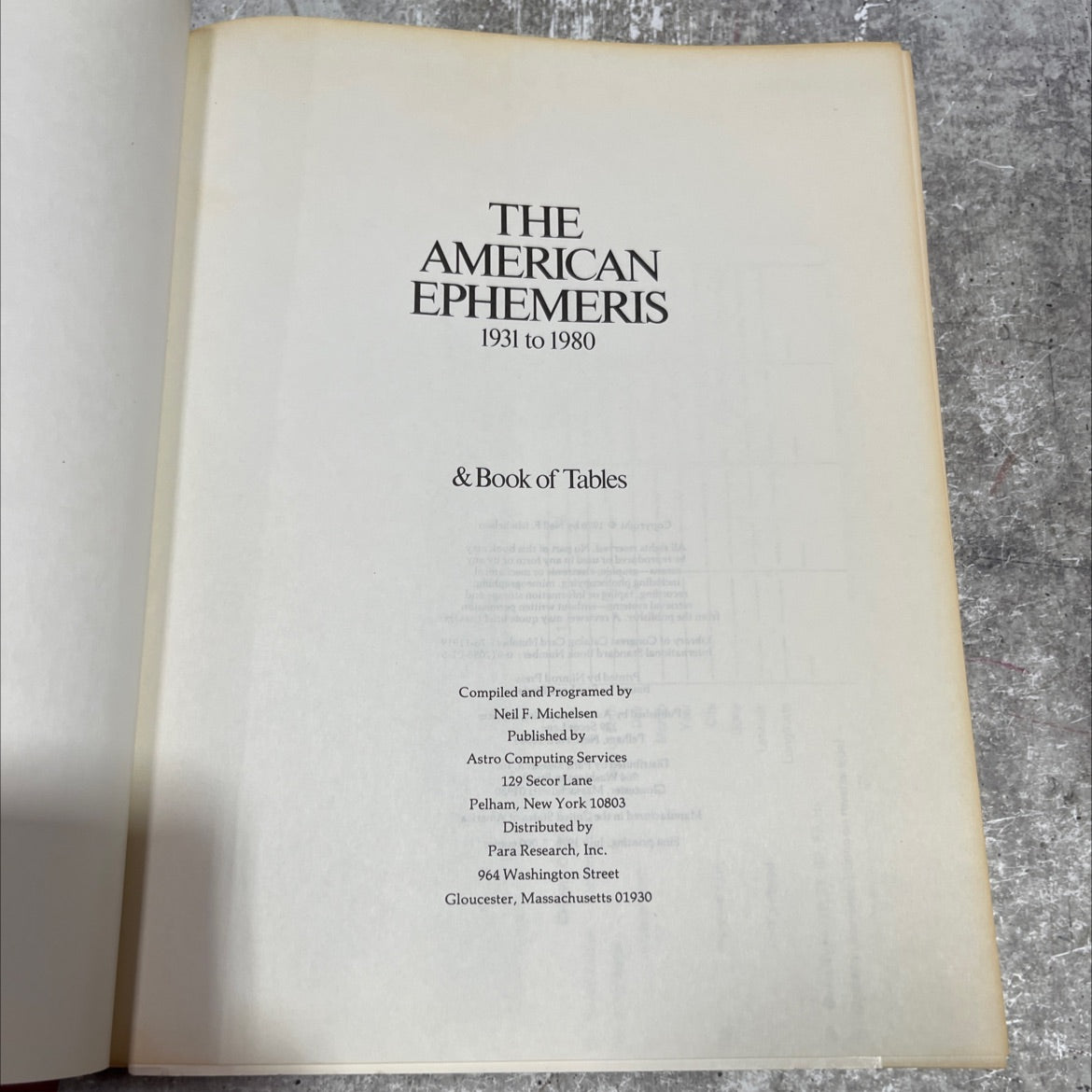 the american ephemeris 1931 to 1980 & book of tables book, by neil f. michelsen, 1980 Leather image 2