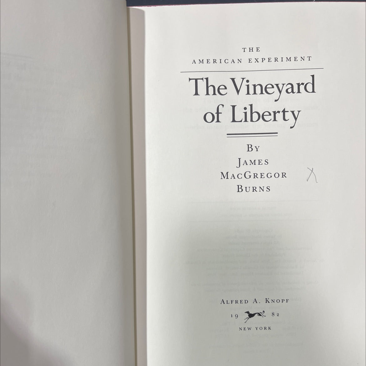 the american experiment the vineyard of liberty book, by james macgregor burns, 1982 Hardcover image 2