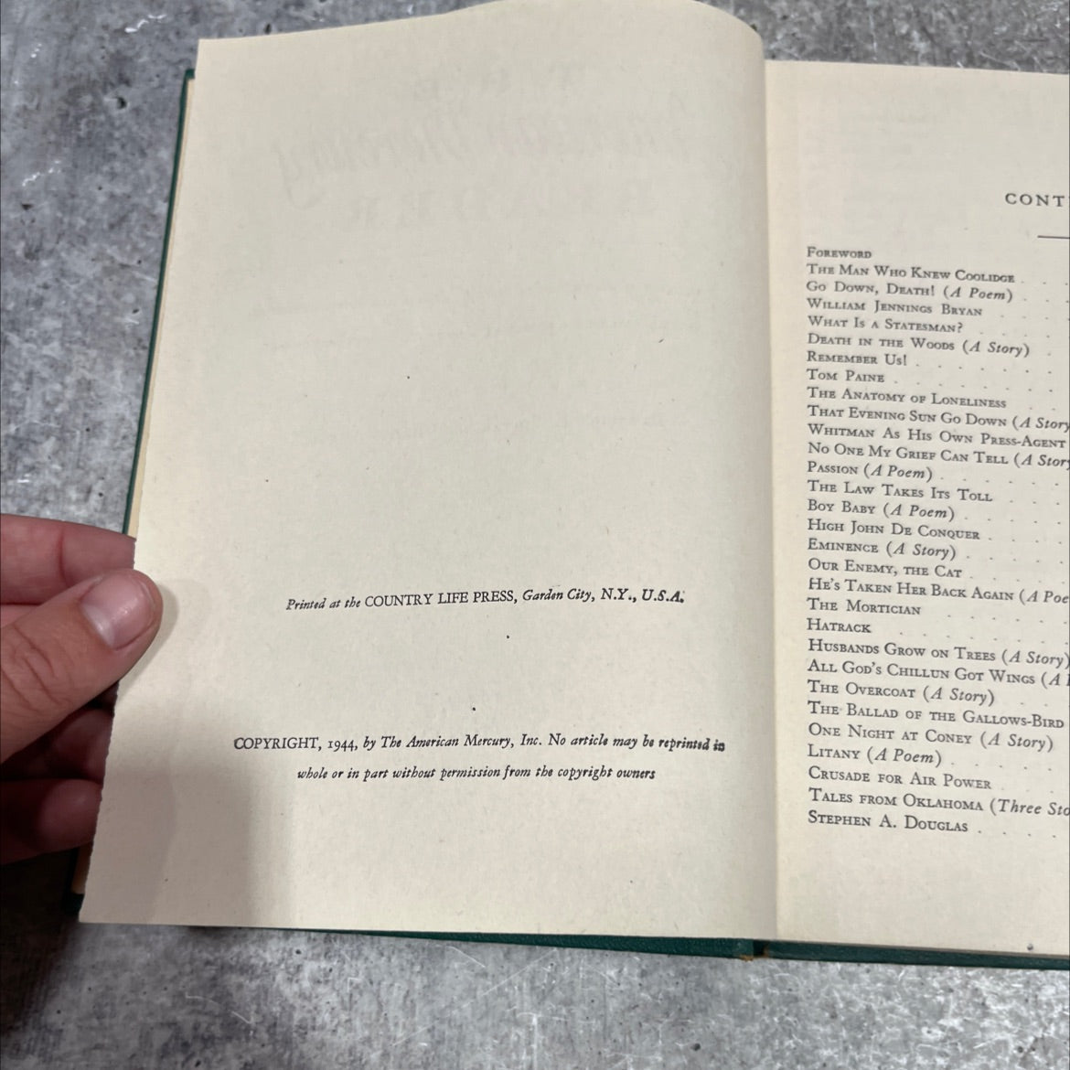the american mercury reader book, by Lawrence E. Spivak and Charles Angoff, 1944 Hardcover image 3