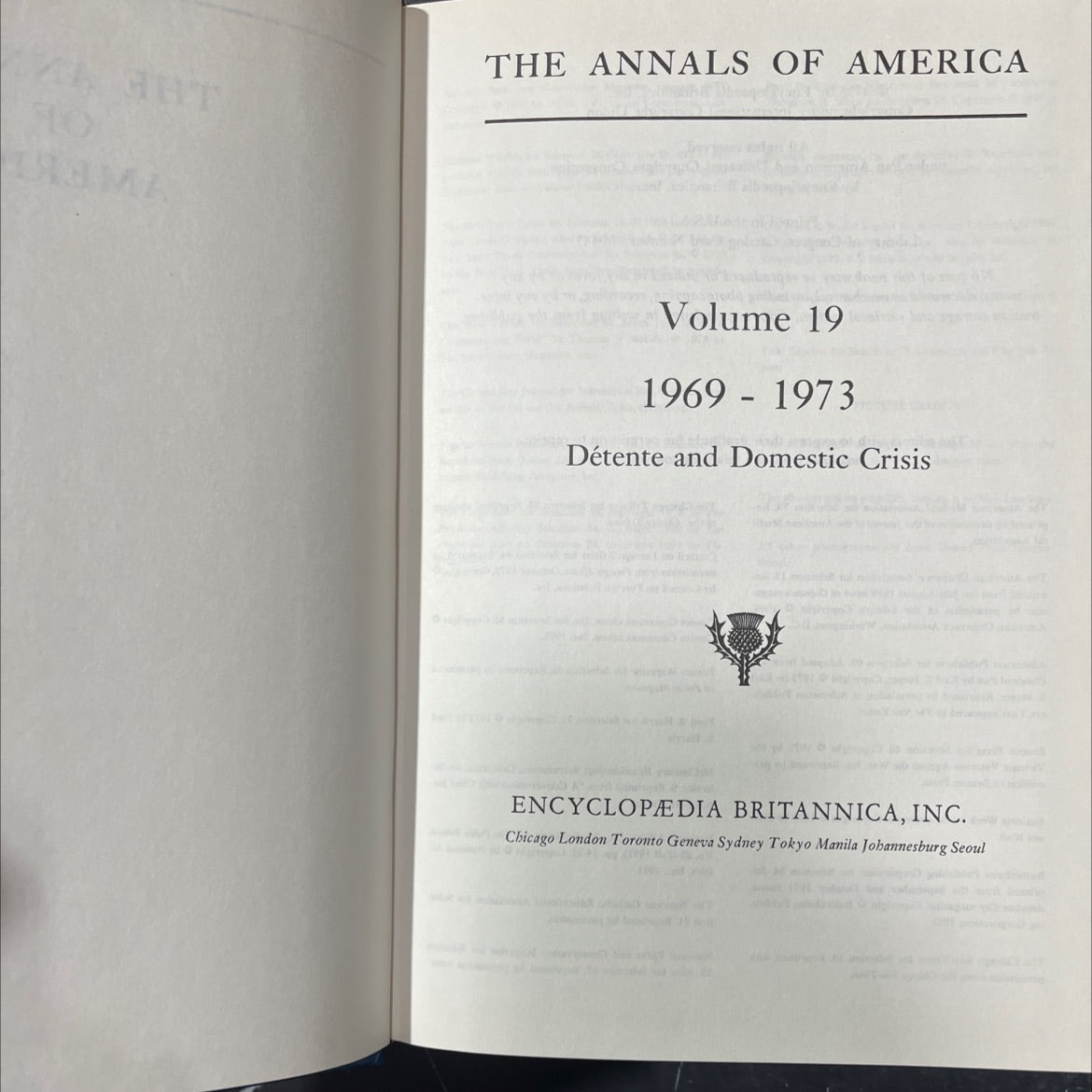 the annals of america volume 19 1969-1973 détente and domestic crisis book, by unknown, 1973 Hardcover image 2