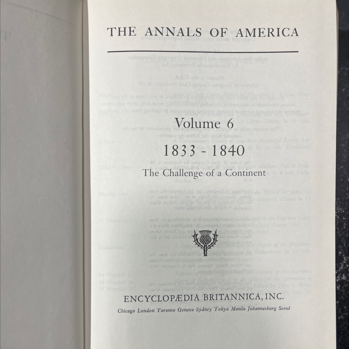 the annals of america volume 6 1833-1840 the challenge of a continent book, by unknown, 1976 Hardcover image 2