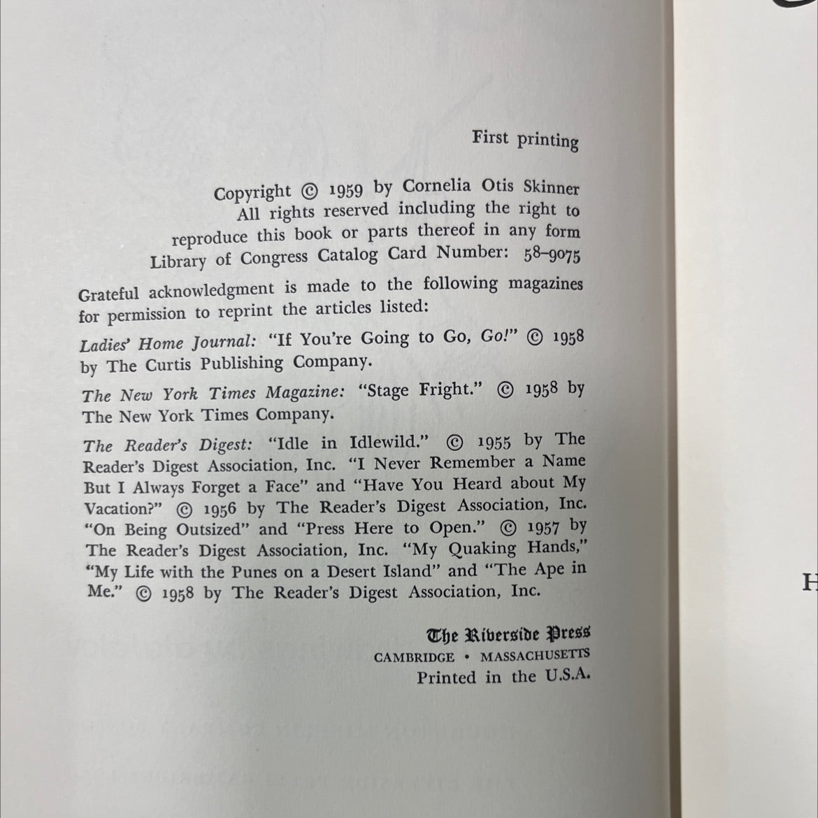 the ape in me book, by cornelia otis skinner, 1959 Hardcover image 3