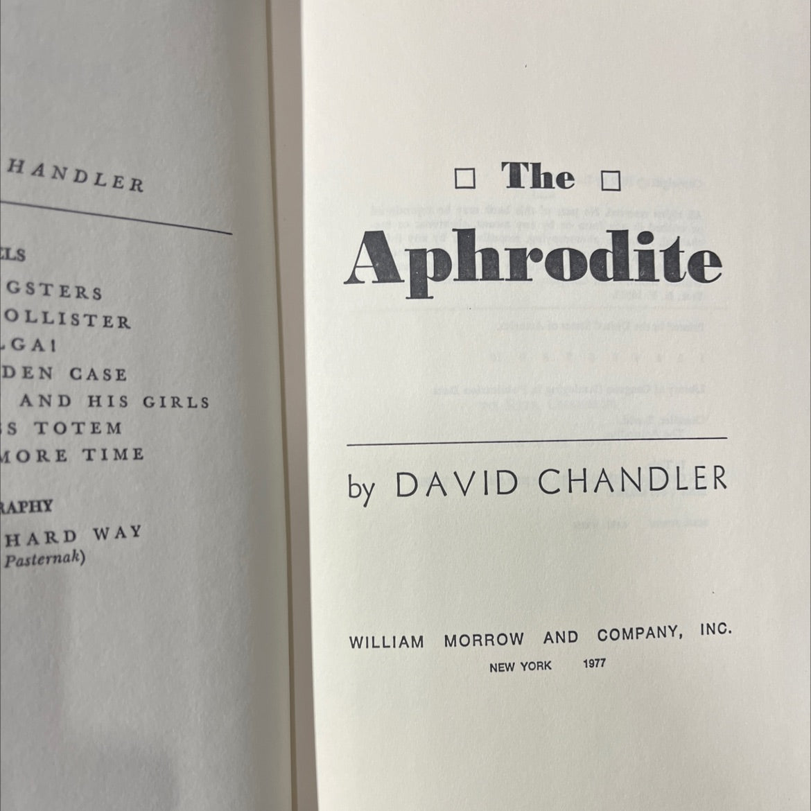 the aphrodite book, by david chandler, 1977 Hardcover image 2