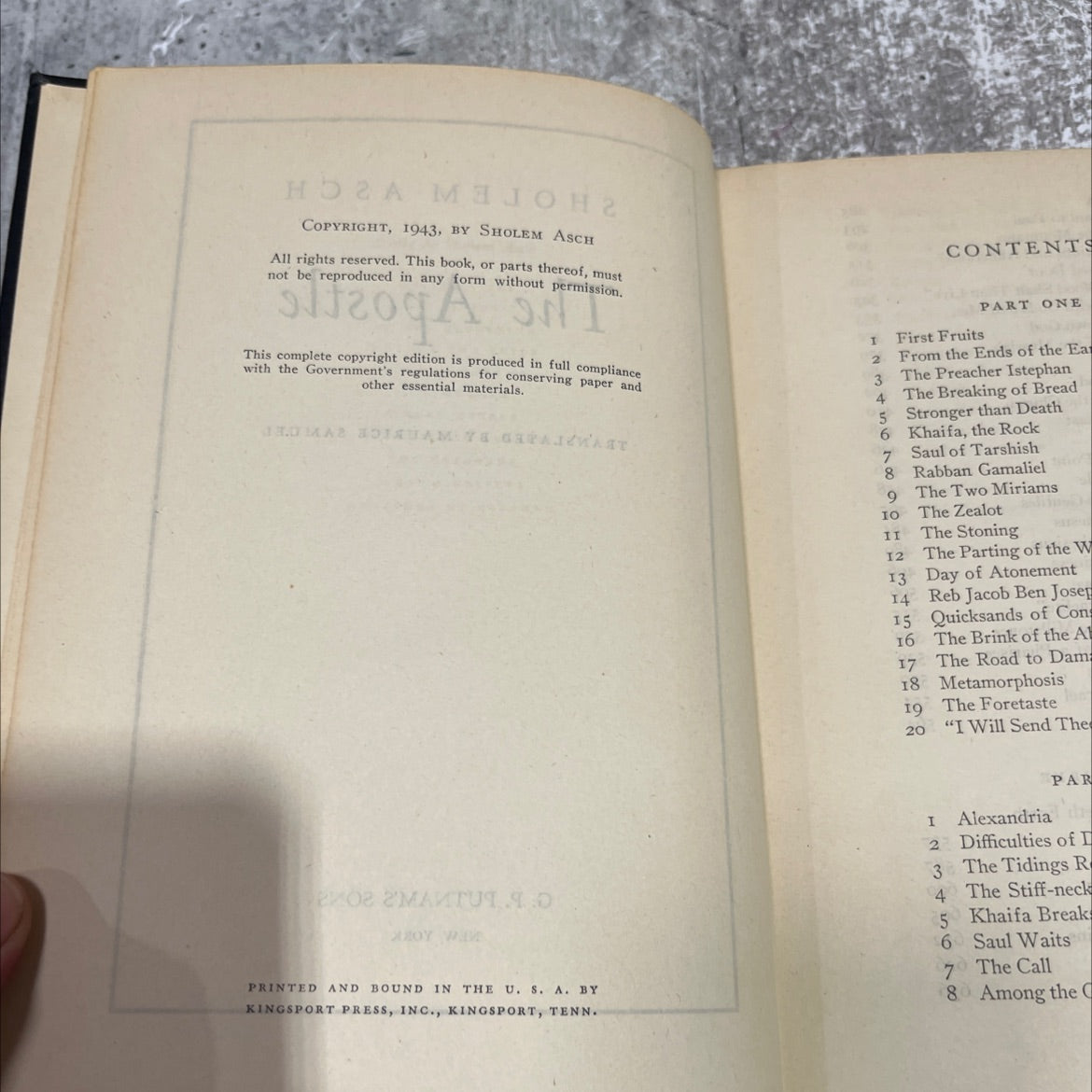 the apostle book, by sholem asch, 1943 Hardcover image 3