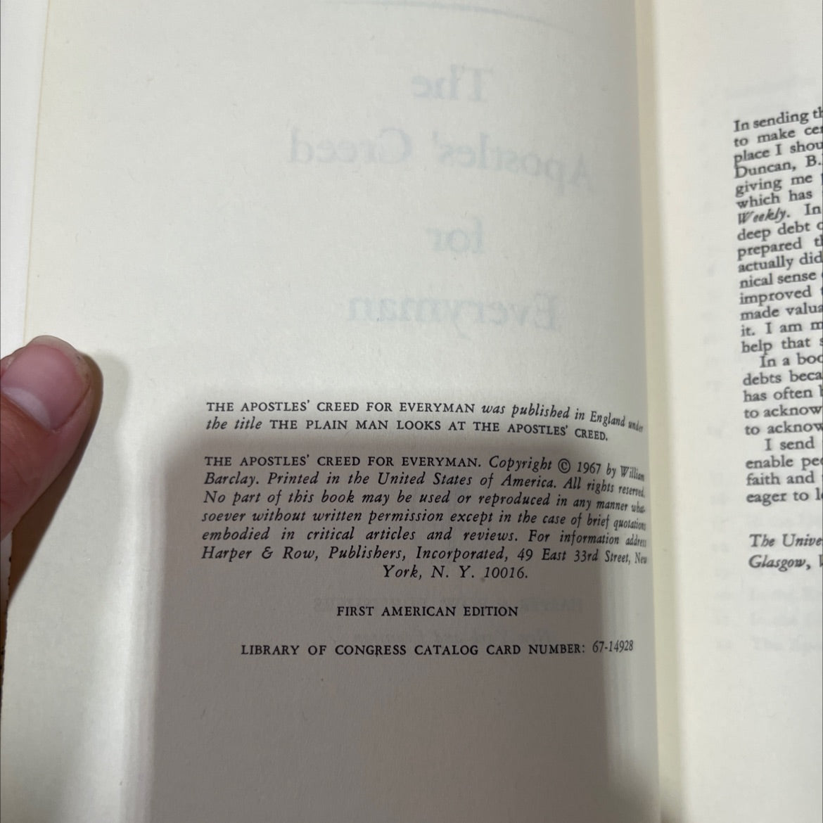 the apostles' creed for everyman book, by william barclay, 1967 Hardcover image 3