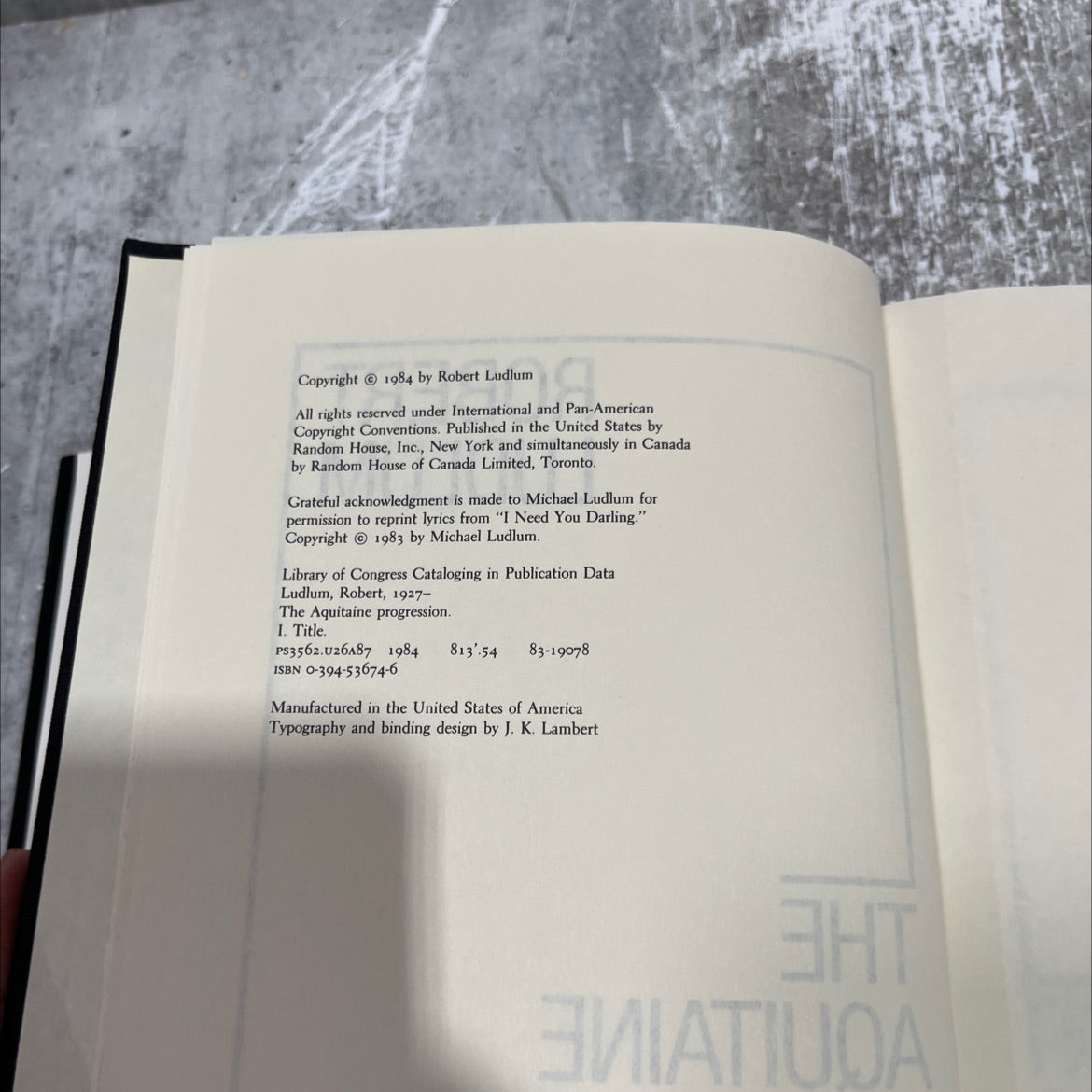 the aquitaine progression book, by Robert Ludlum, 1984 Hardcover image 3