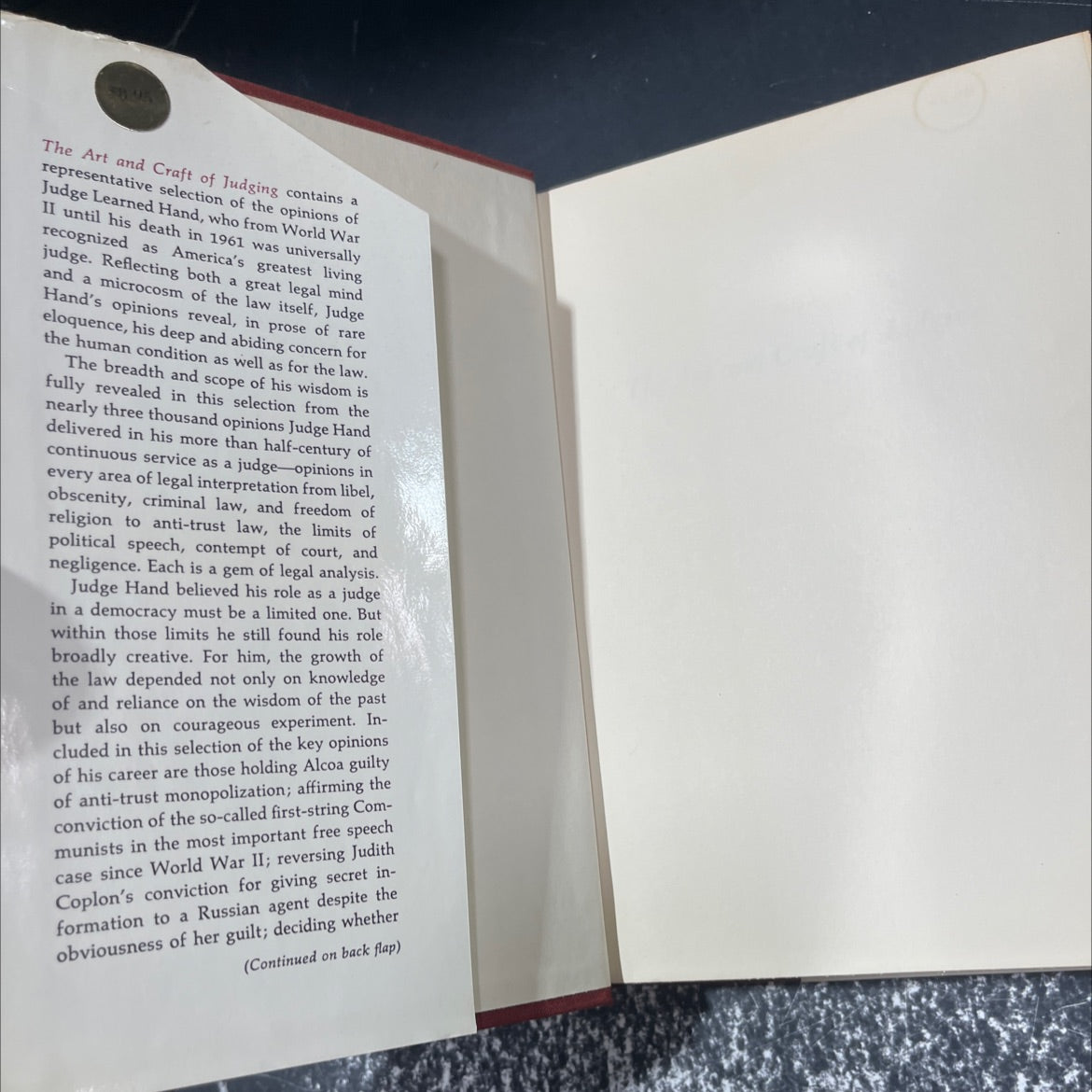 the art and craft of judging the decisions of judge learned hand book, by hershel shanks, 1968 Hardcover image 4