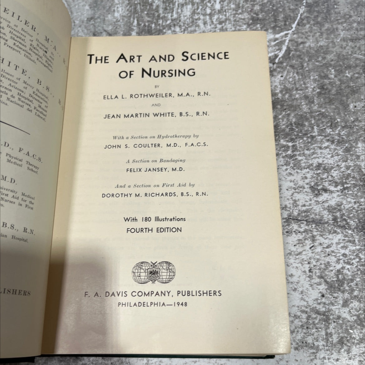 the art and science of nursing book, by ella l. rothweiler, m.a., r.n. and jean martin white, b.s., r.n., 1948 Hardcover image 2