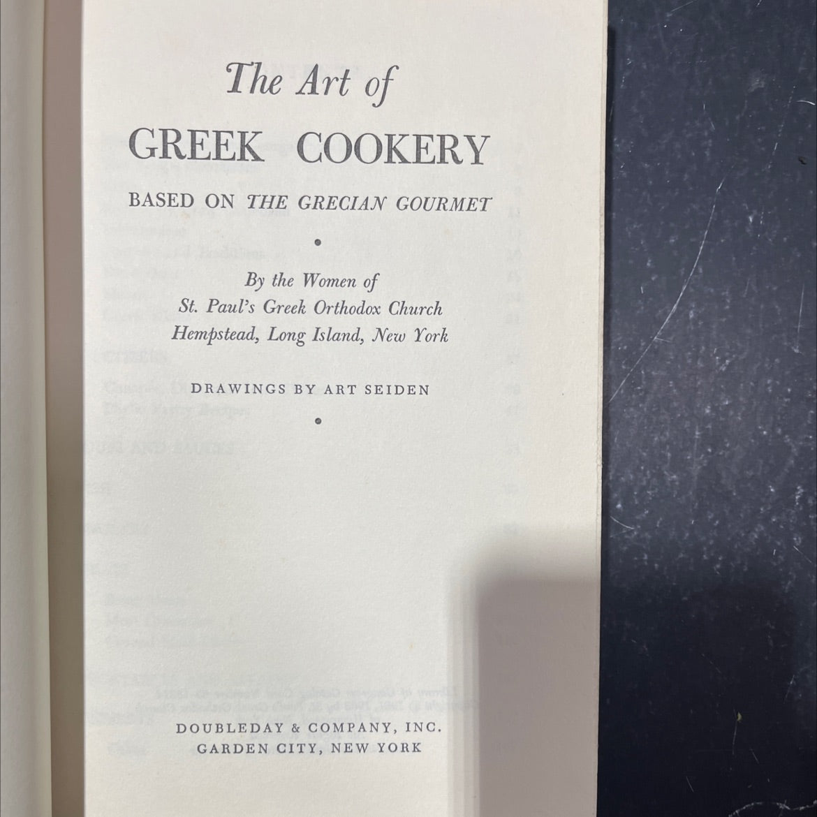 the art of greek cookery based on the grecian gourmet book, by women of st. paul's greek orthodox church, 1963 Hardcover image 2